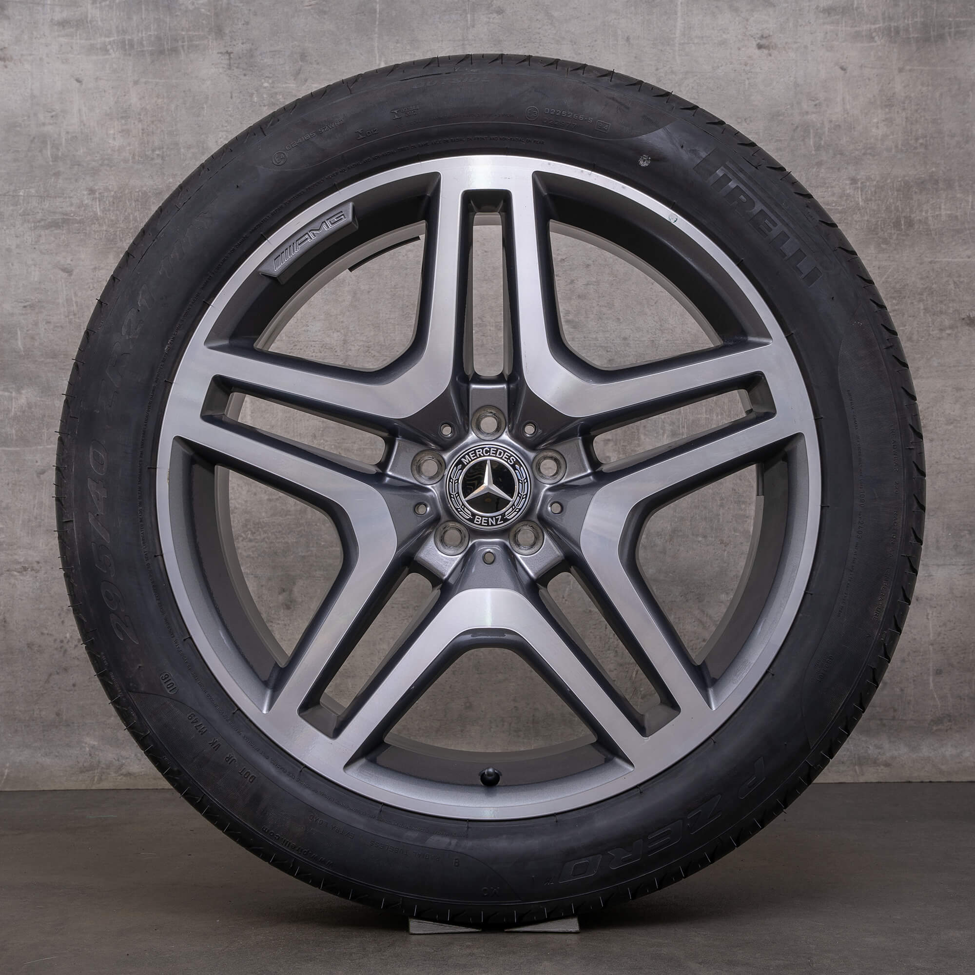 Original Mercedes Benz GLS GL AMG Winterräder 21 Zoll W166 X166 Felgen A1664012502 himalaya grey glanzgedreht