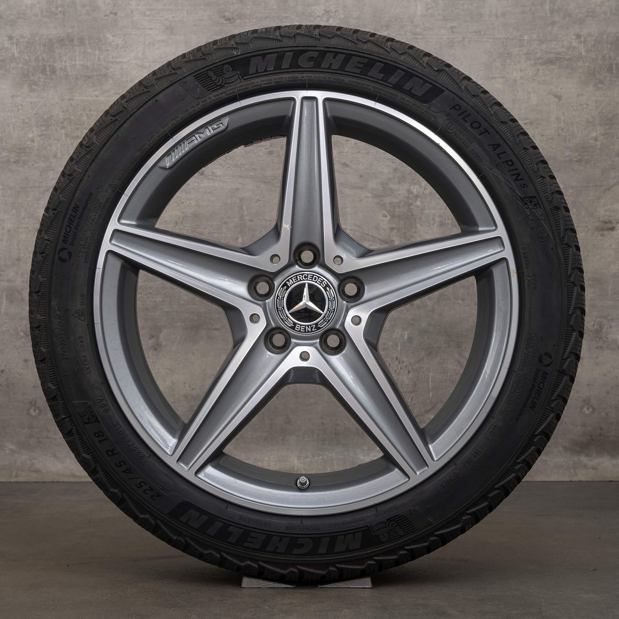 OEM AMG Mercedes Benz C-Class 18 inch W205 S205 C205 A205 rims winter tires A2054011100 OEM wheels himalaya grey high-sheen