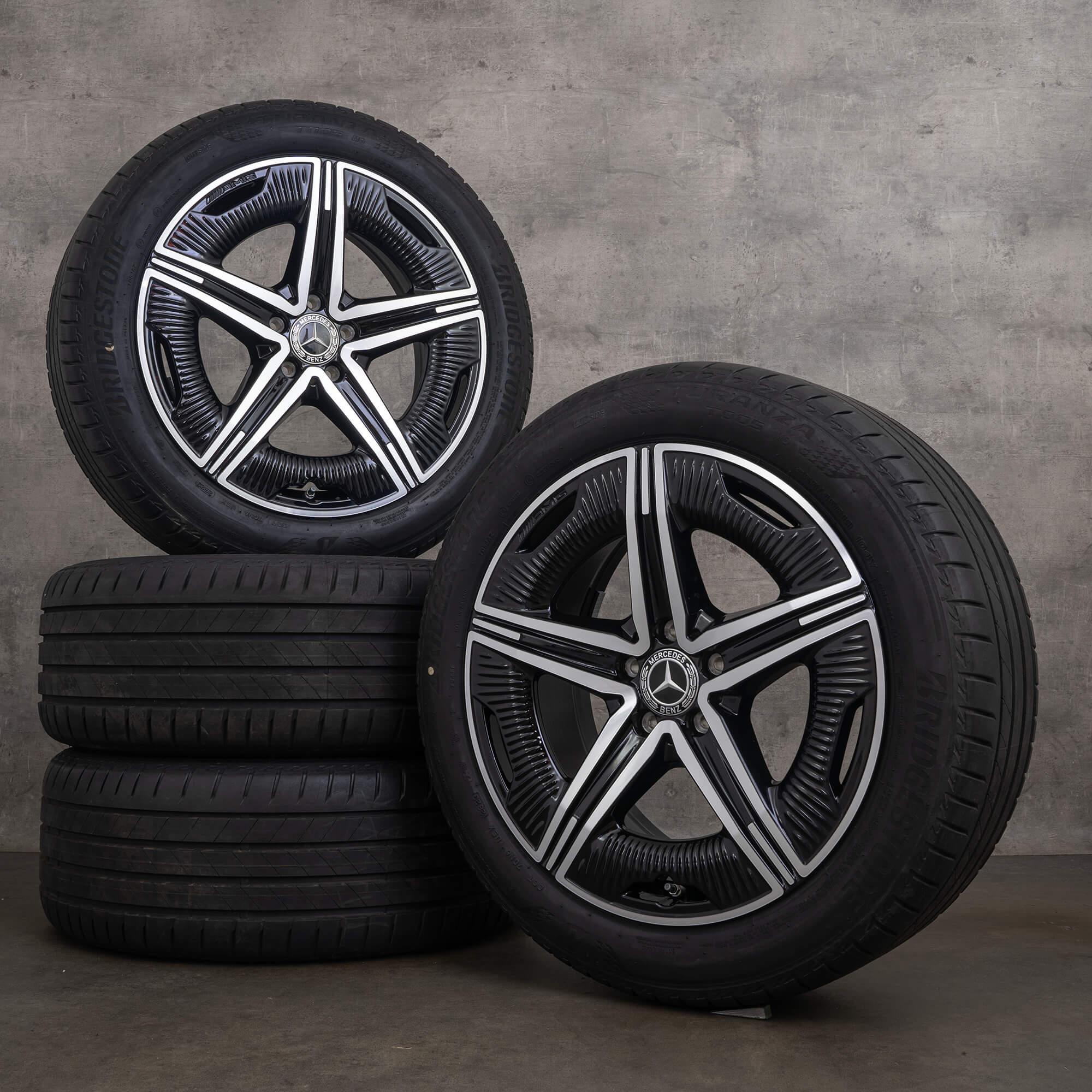 Originele Mercedes Benz EQE AMG velgen 19 inch V295 zomervelgen A2954012200 zwart hoogglans