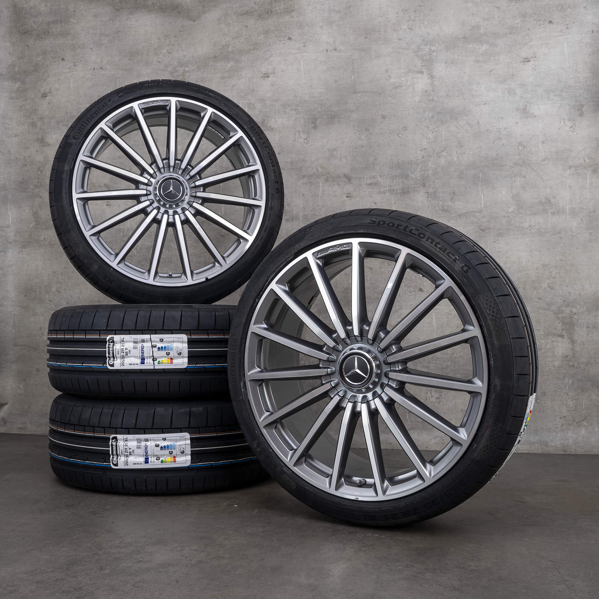 OEM AMG Mercedes Benz GLA35 45 X247 H247 21 inch rims summer tires A2474012200 himalaya grey high-sheen NEW