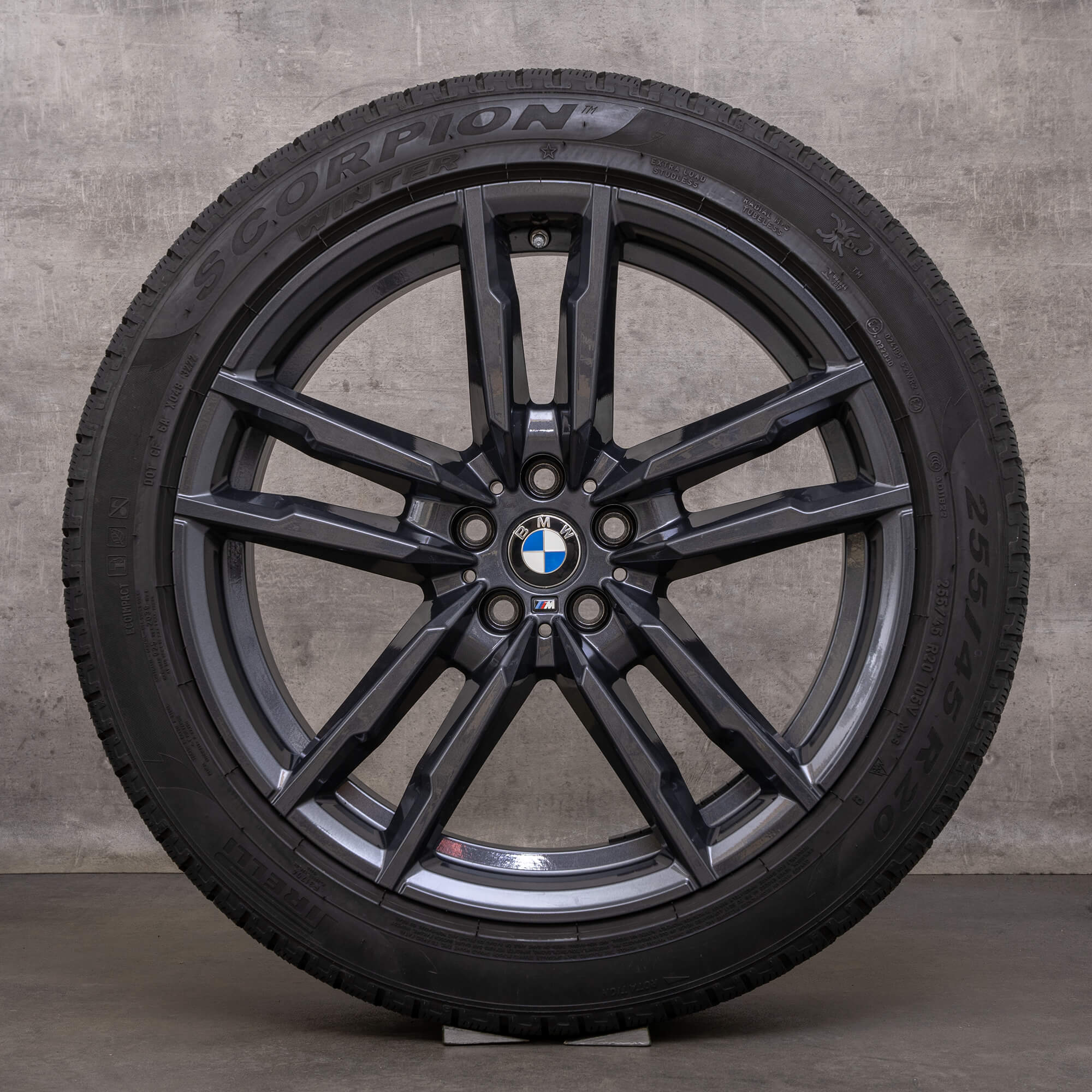 Originální BMW X3M X4M kompletni zimni alu kola 20" F97 F98 disky 764 M 8059723 8059724 černá lesklá