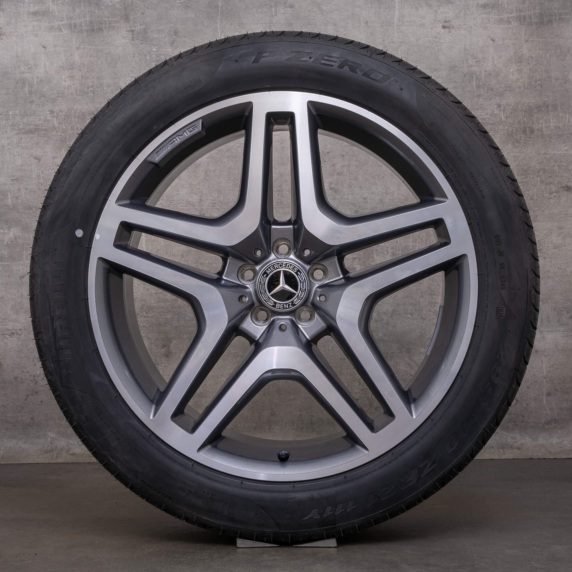 Original Mercedes Benz GL GLS AMG Felgen 21 Zoll W166 X166 Sommerräder A1664012502 himalaya grey glanzgedreht