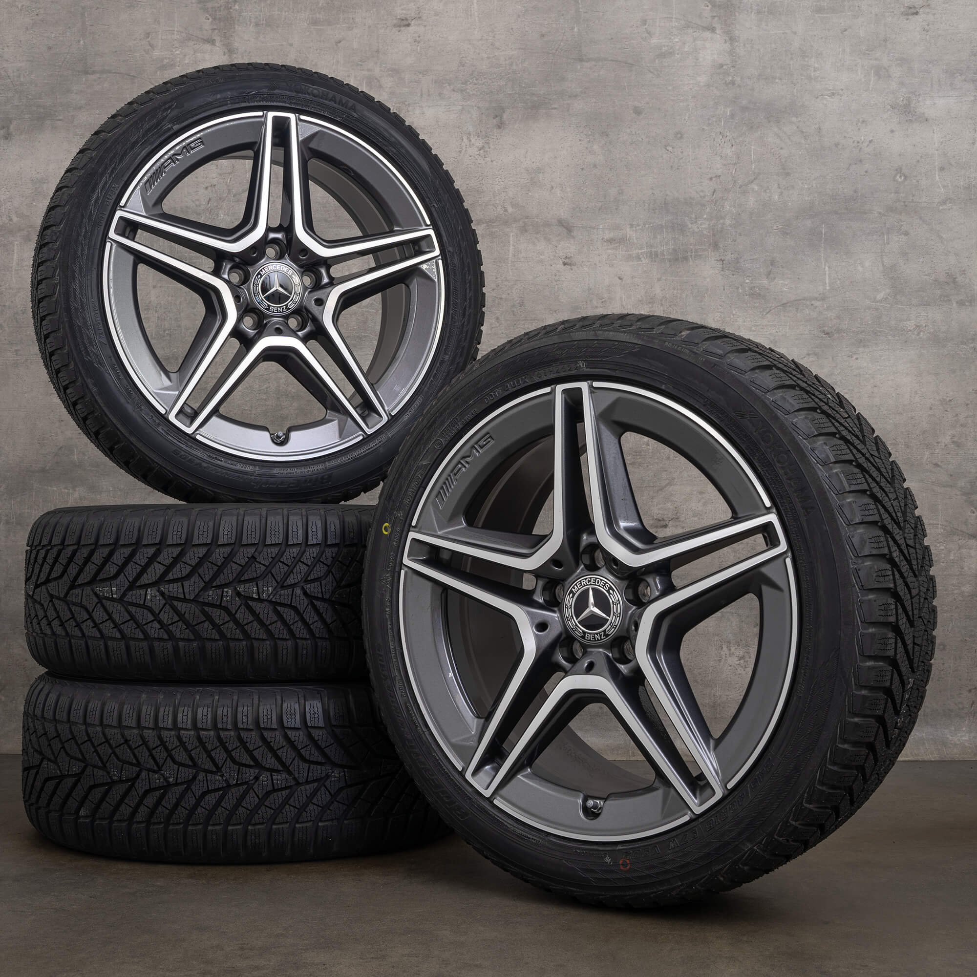 OEM AMG Mercedes Benz C Class C43 rims 18 inch W205 S205 C205 A205 winter tires A2054019900 A2054019600