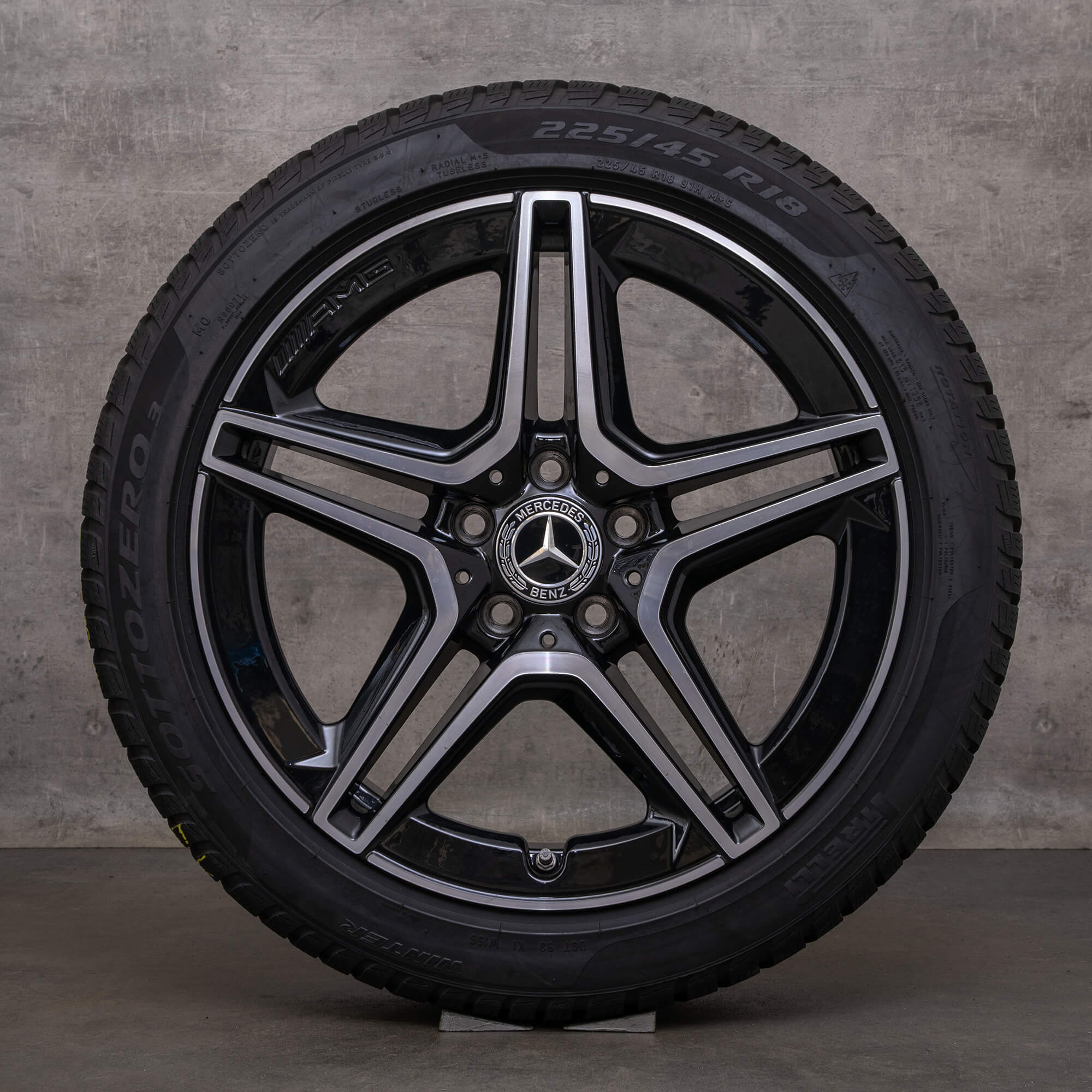 Originele Mercedes Benz A B-klasse CLA AMG winterwielen 18 inch W177 V177 W247 X118 C118 velgen A1774011500 zwart glanzend gedraaid