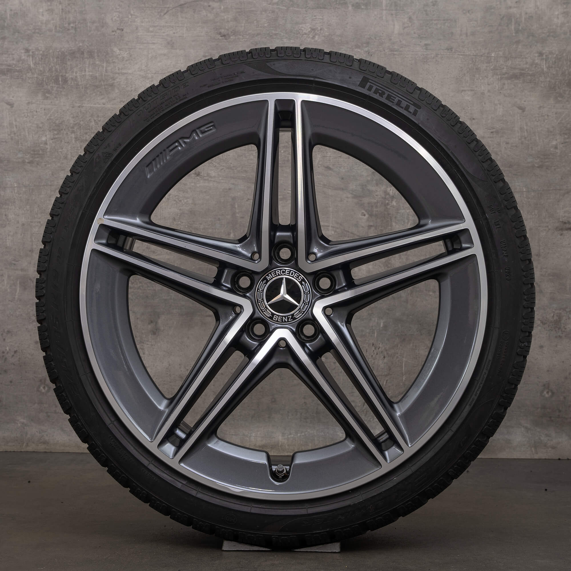 Jante originale Mercedes Benz Clasa A AMG 19 inch W177 A45 roți de iarnă A1774012300 gri himalaya lucios înalt