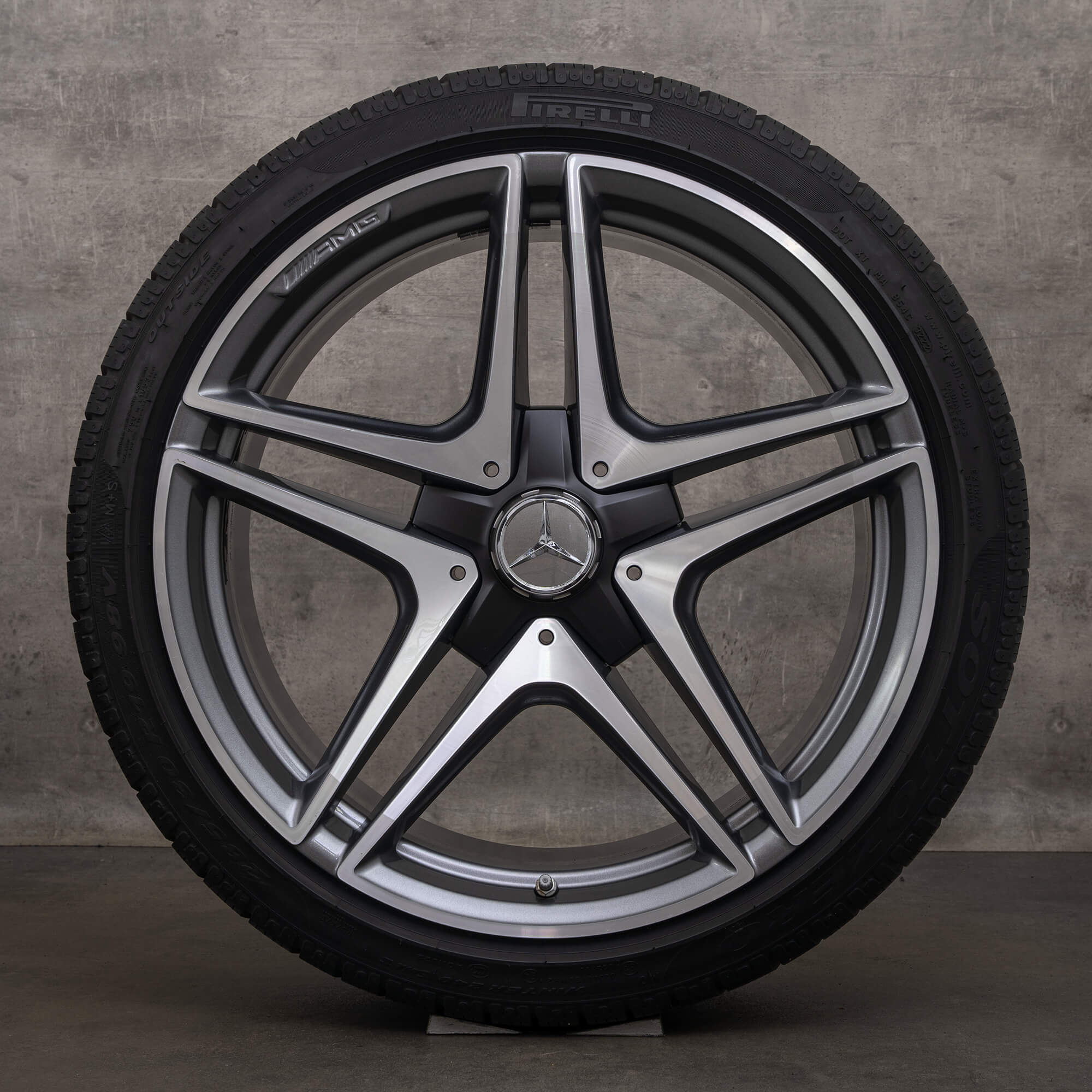 OEM Mercedes Benz C Class AMG rims 19 inch C205 A205 C63 & S winter wheels A2054016200 A2054016300 himalaya grey high-sheen