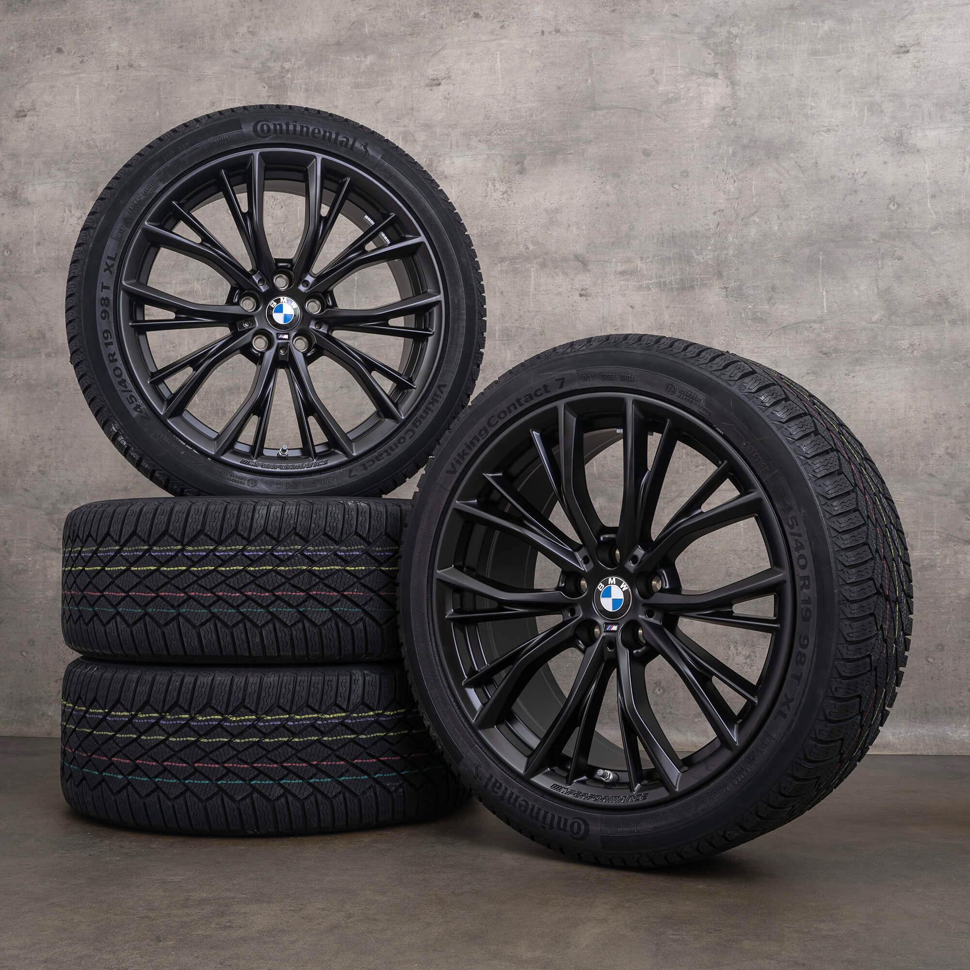 Originální BMW řady 5 8 ráfky 19" G30 G31 G14 G15 G16 zimni alu kola 6885455 Styling 786 M černé matné pneumatiky NOVÉ