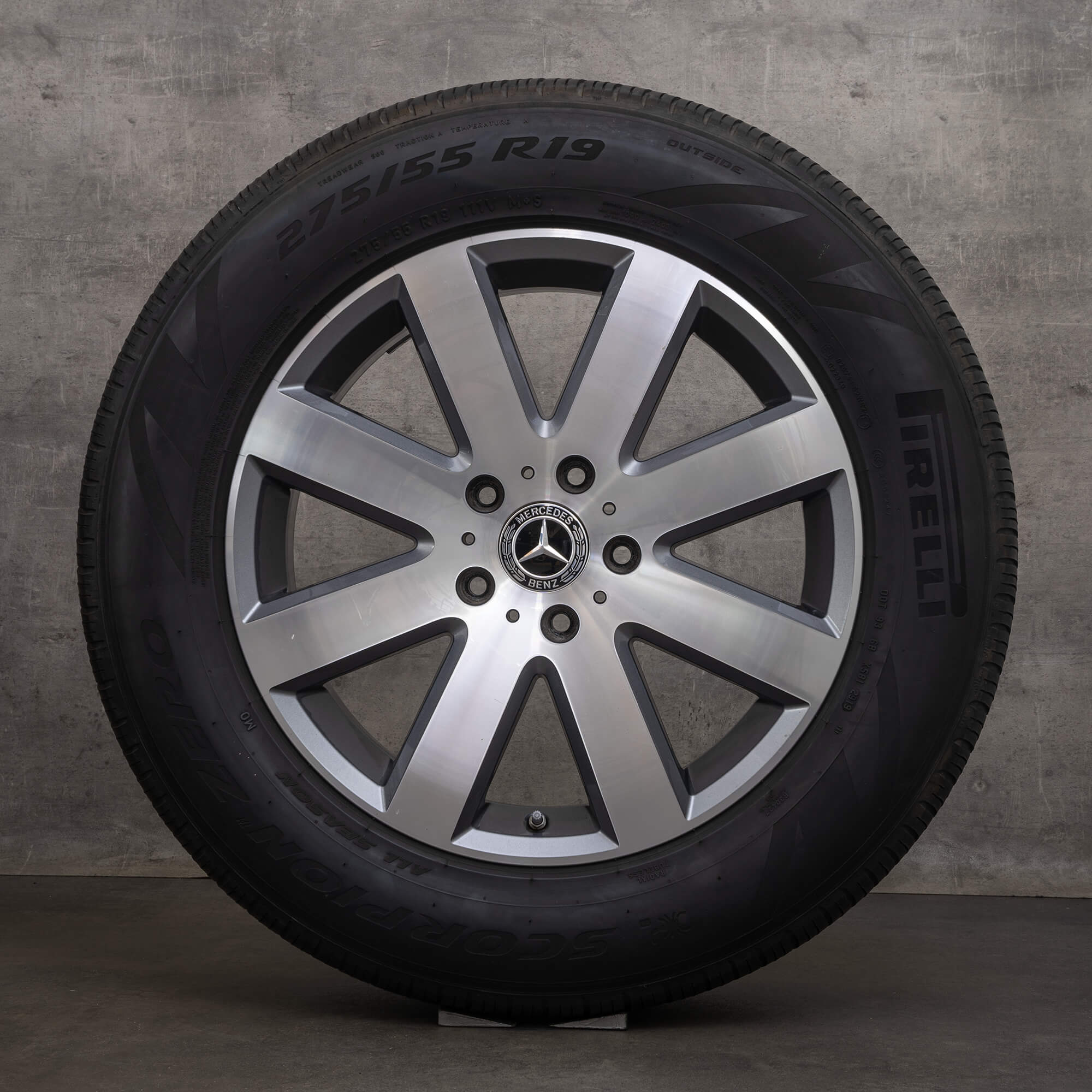 Jante originale Mercedes Benz Clasa G 19 inch W463A G500 roți de vară A4634011000 gri himalaya lucios înalt