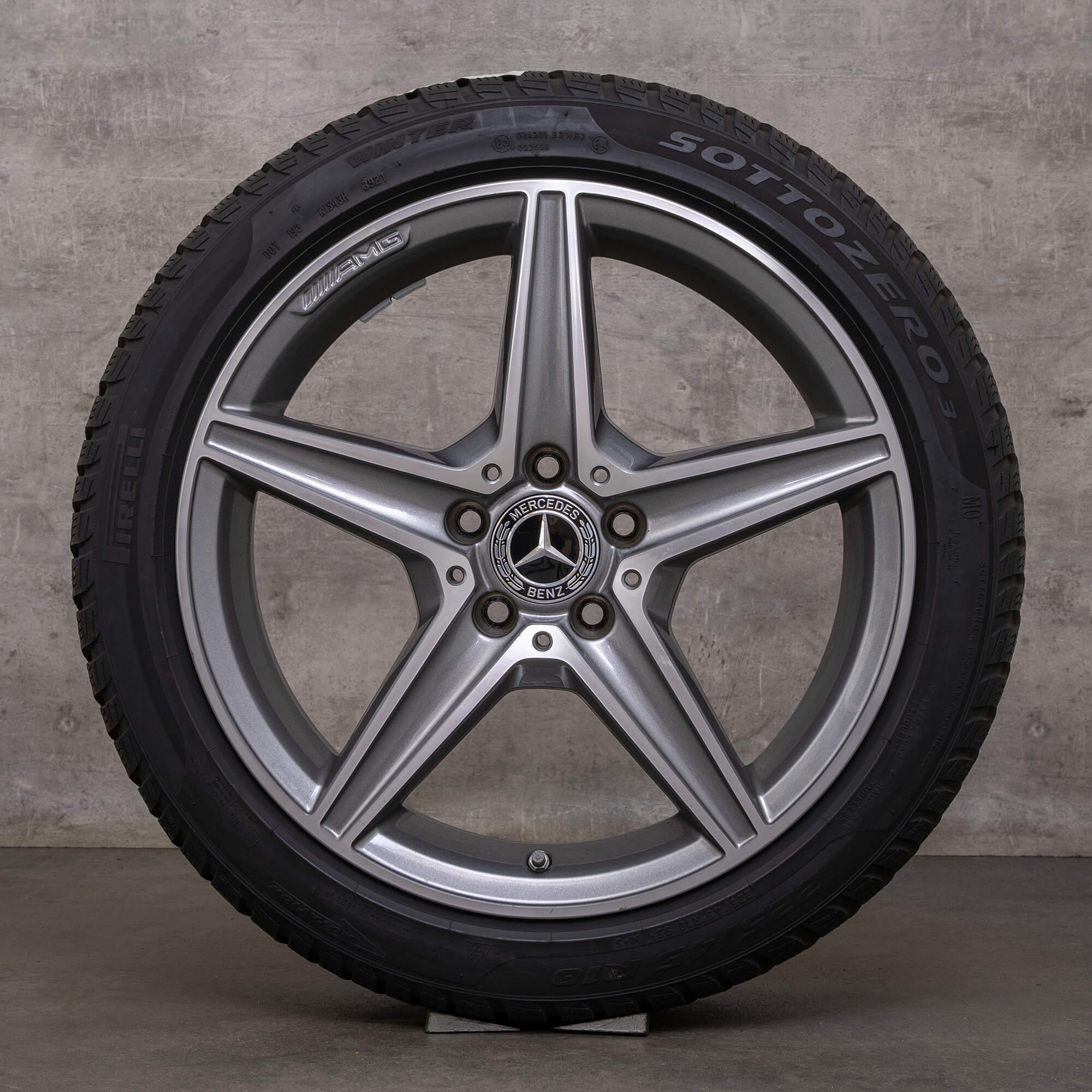 OEM AMG Mercedes Benz C-Class winter tires 18 inch W205 S205 C205 A205 rims A2054011100 himalaya grey glossy turned