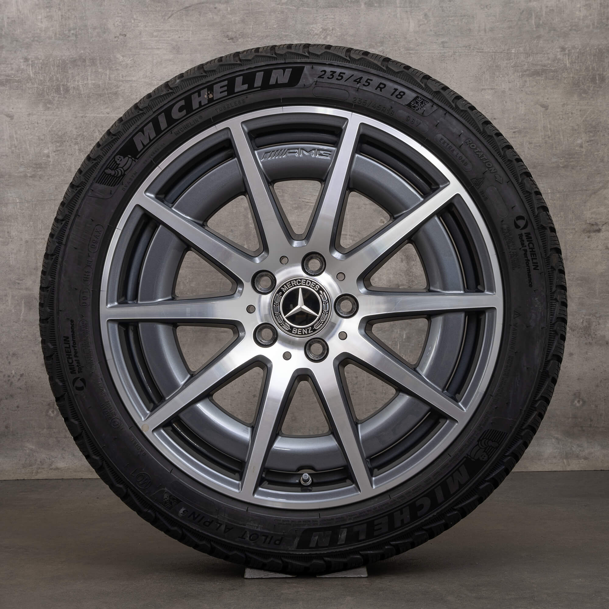 Originele Mercedes Benz C-klasse C43 AMG winter velgen 18 inch W206 S206 A2064012100 himalaya grijs glanzend gedraaid