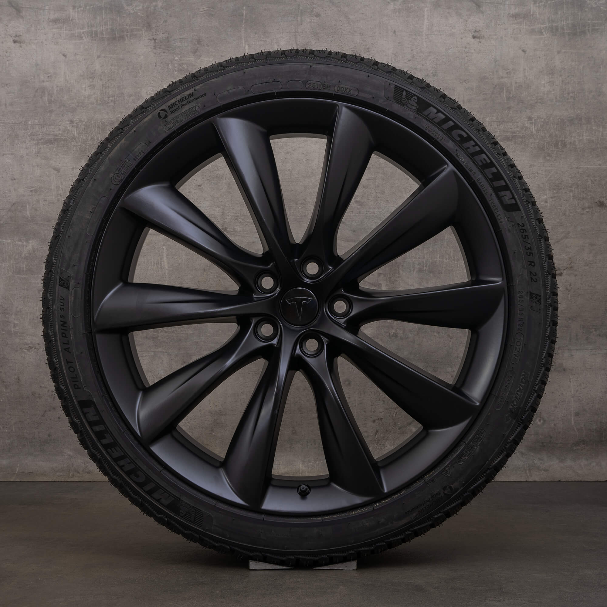 OEM Tesla Model X rims 22 inch winter tires 1027246-00-E 1027247-00-E black