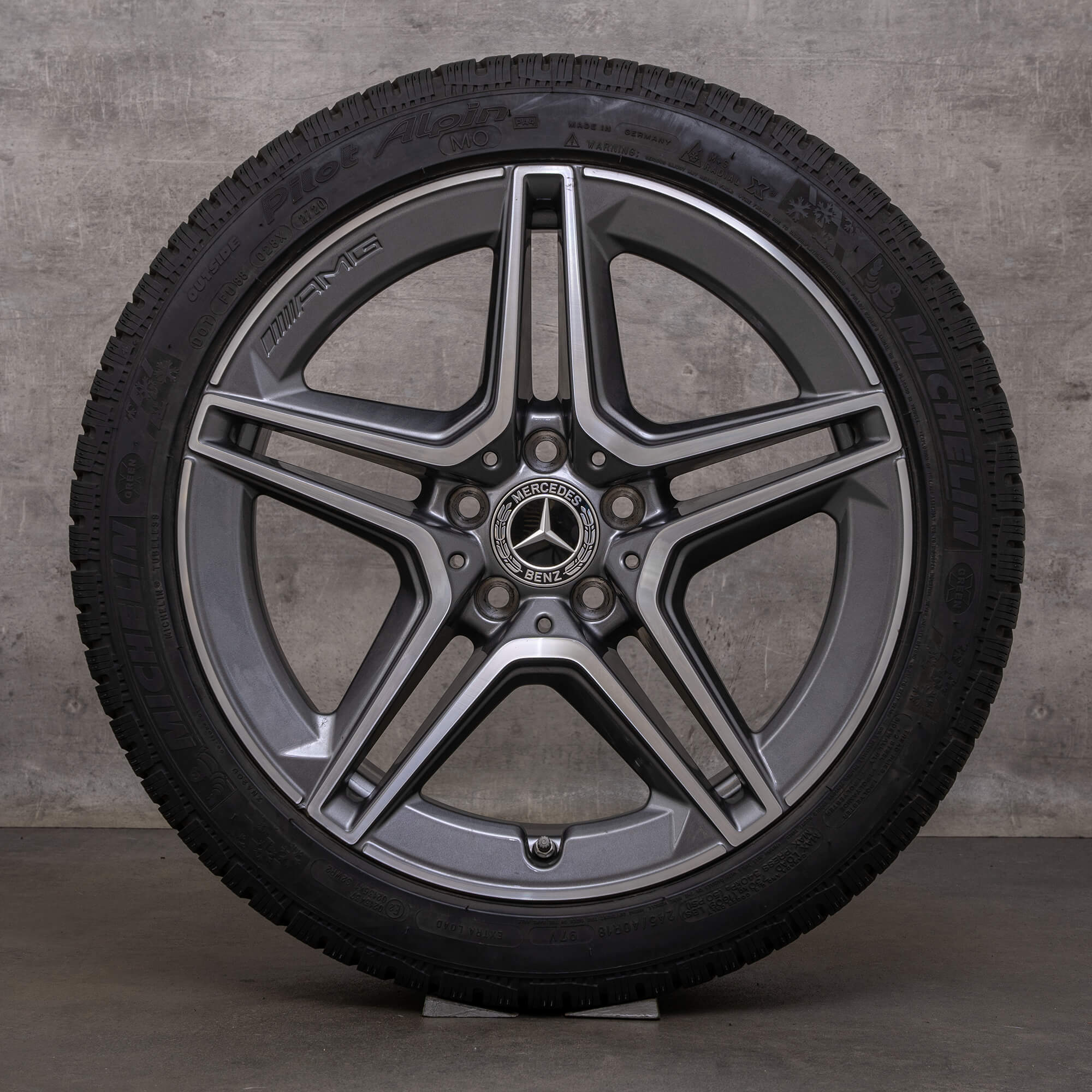 Originele Mercedes Benz C-klasse AMG wintervelgen 18 inch W205 S205 C205 A205 velgen A2054019500 A2054019600 himalayagrijs glanzend gedraaid