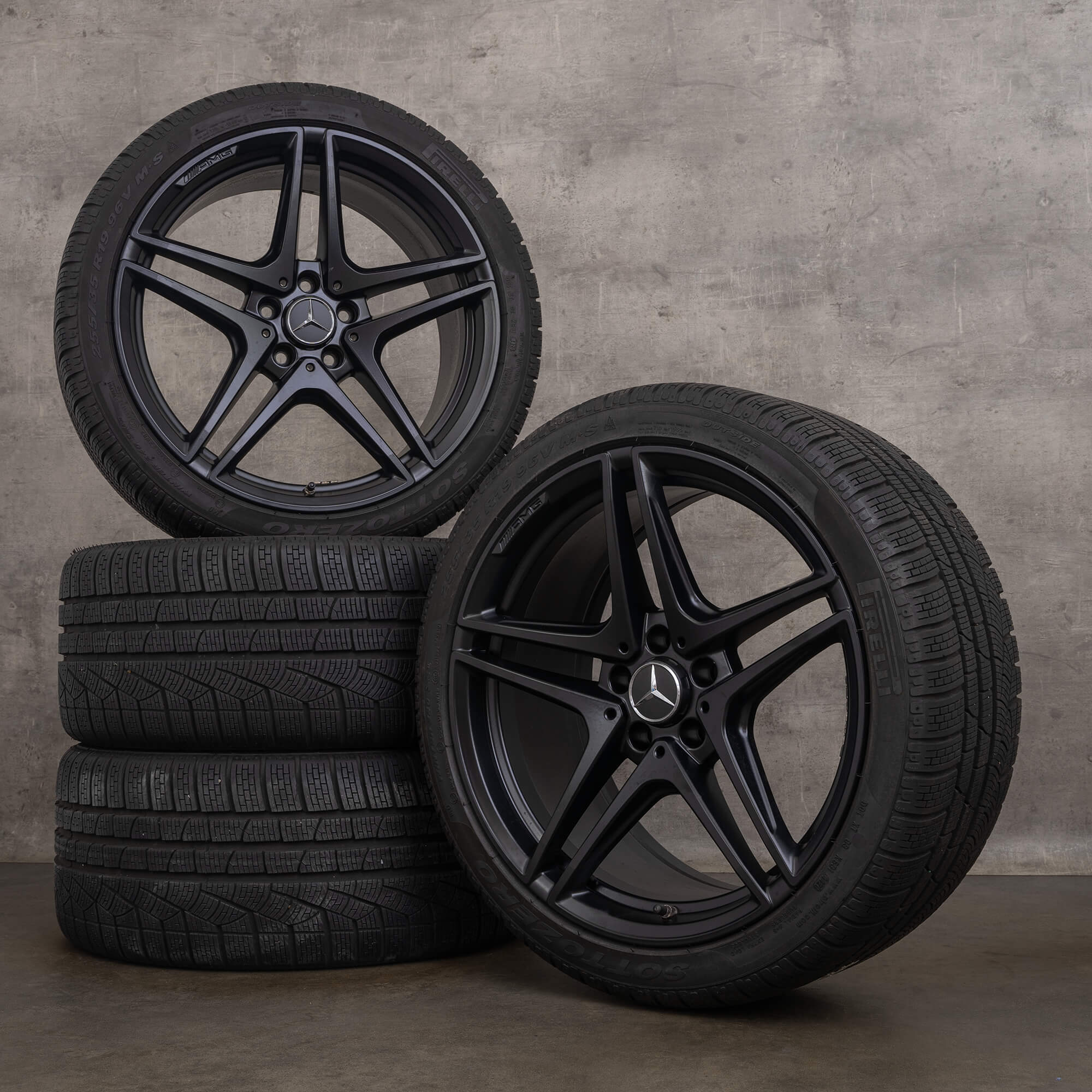 Jante originale AMG Mercedes Benz C-Class C63 & S 19 inch C205 A205 anvelope de iarnă A2054016200 A2054017900 roți negru mat