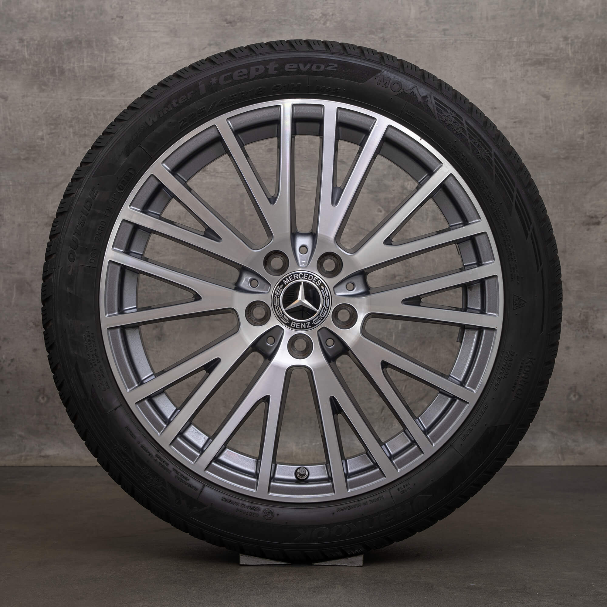 Jante originale Mercedes Benz Clasa A de iarna 18 inch W177 V177 CLA W118 jante anvelope A1774010600 gri himalaya