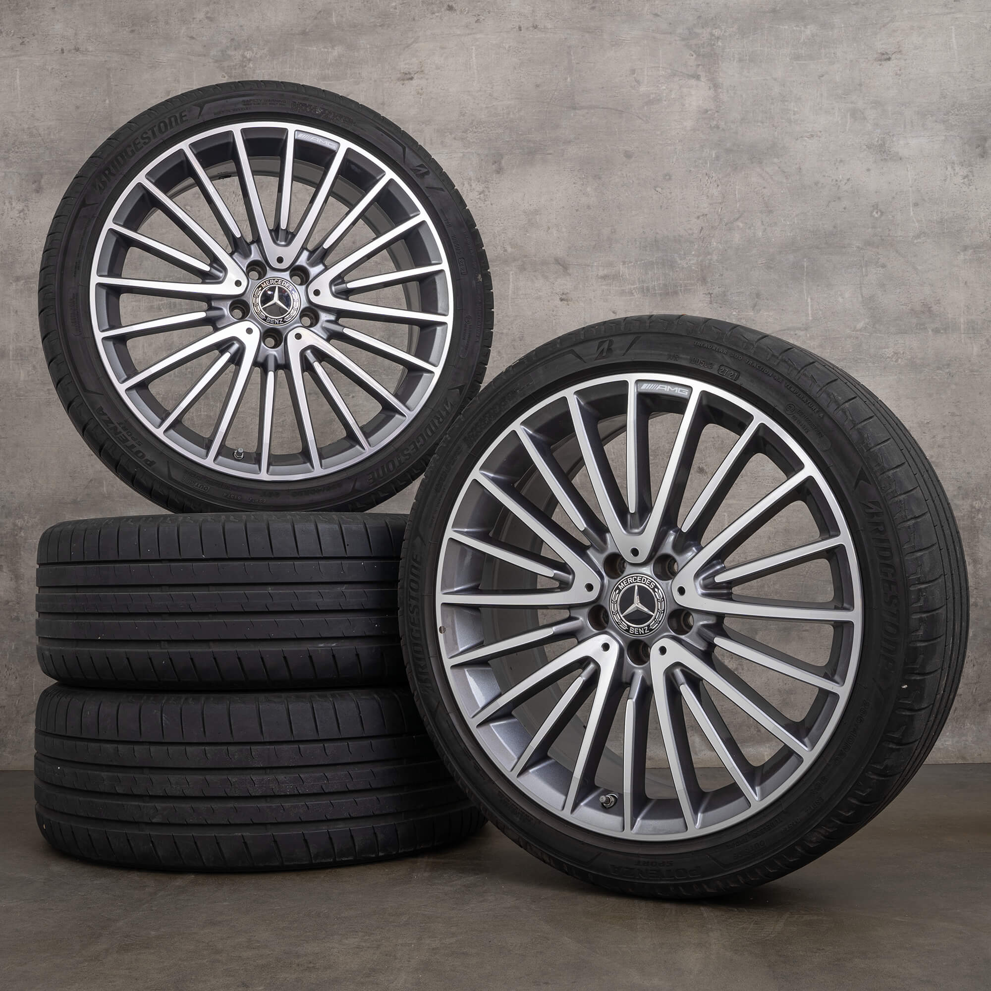 OEM AMG Mercedes GLA 45 X156 20 inch rims summer tires A1564012900 himalaya grey high-sheen