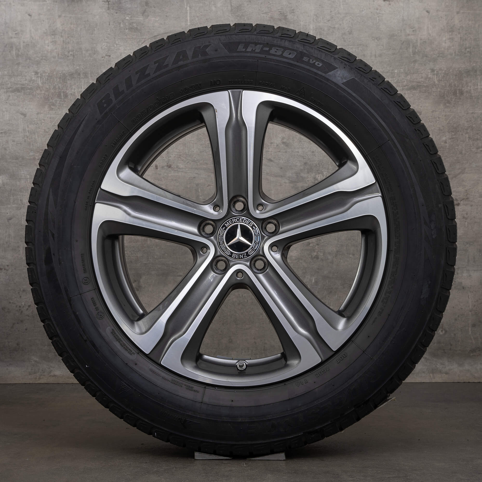 Llantas de invierno originales Mercedes Benz GLC 18 pulgadas X253 C253 A2534010700 Neumáticos gris Himalaya alto brillo