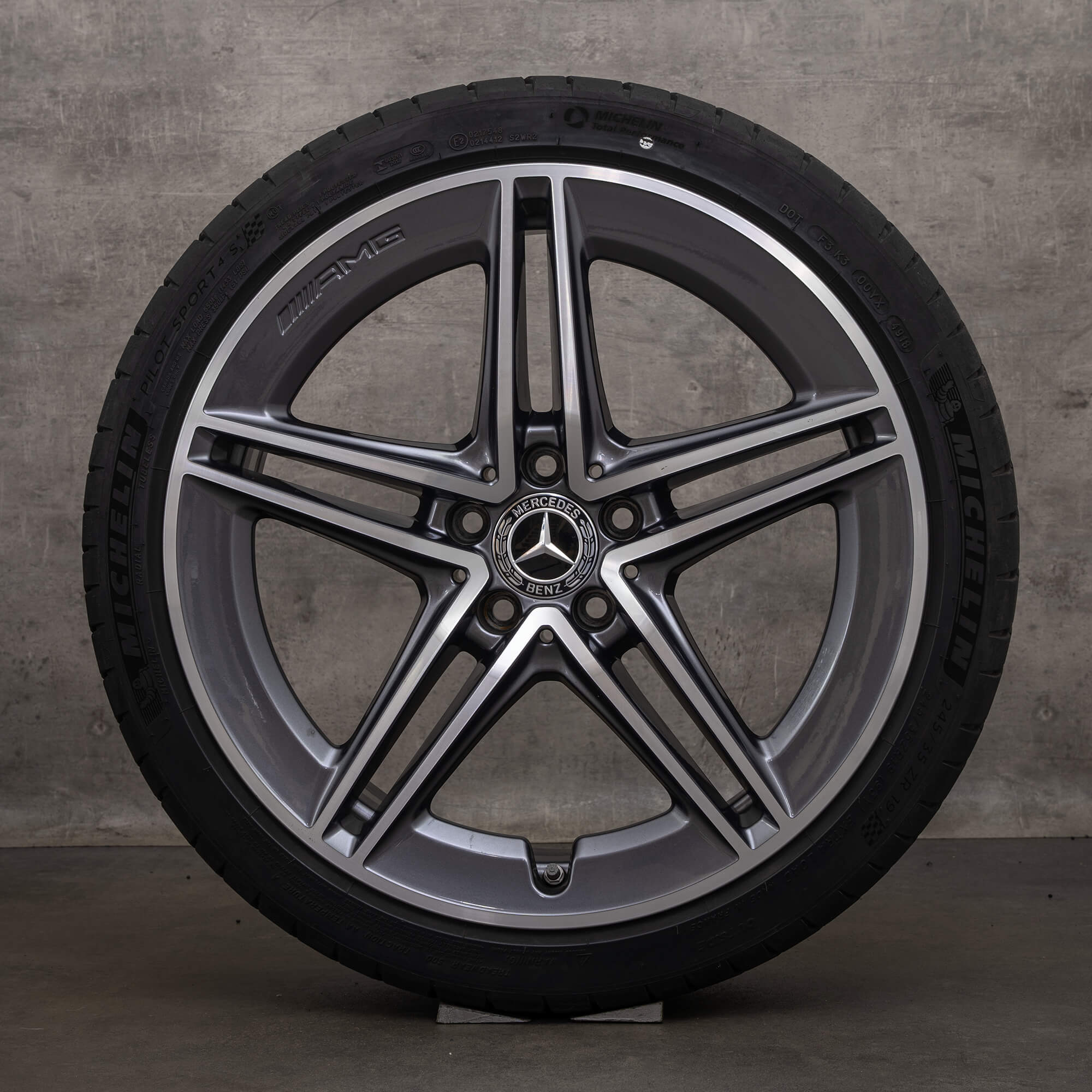 Originele Mercedes Benz A-Klasse AMG velgen 19 inch W177 A45 zomervelgen A1774012300 Himalaya grijs hoogglans