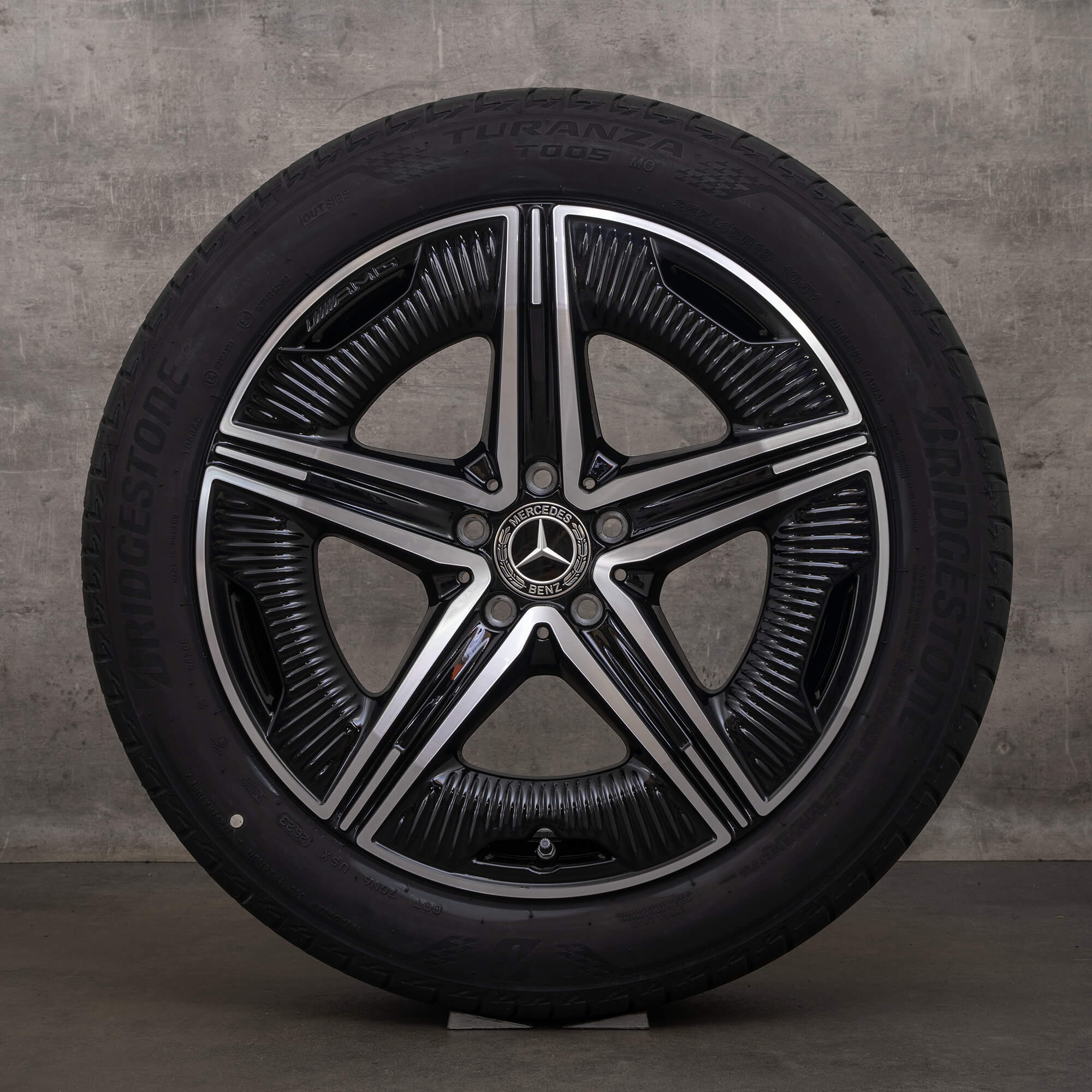 Originele Mercedes Benz EQE AMG velgen 19 inch V295 zomervelgen A2954012200 zwart hoogglans