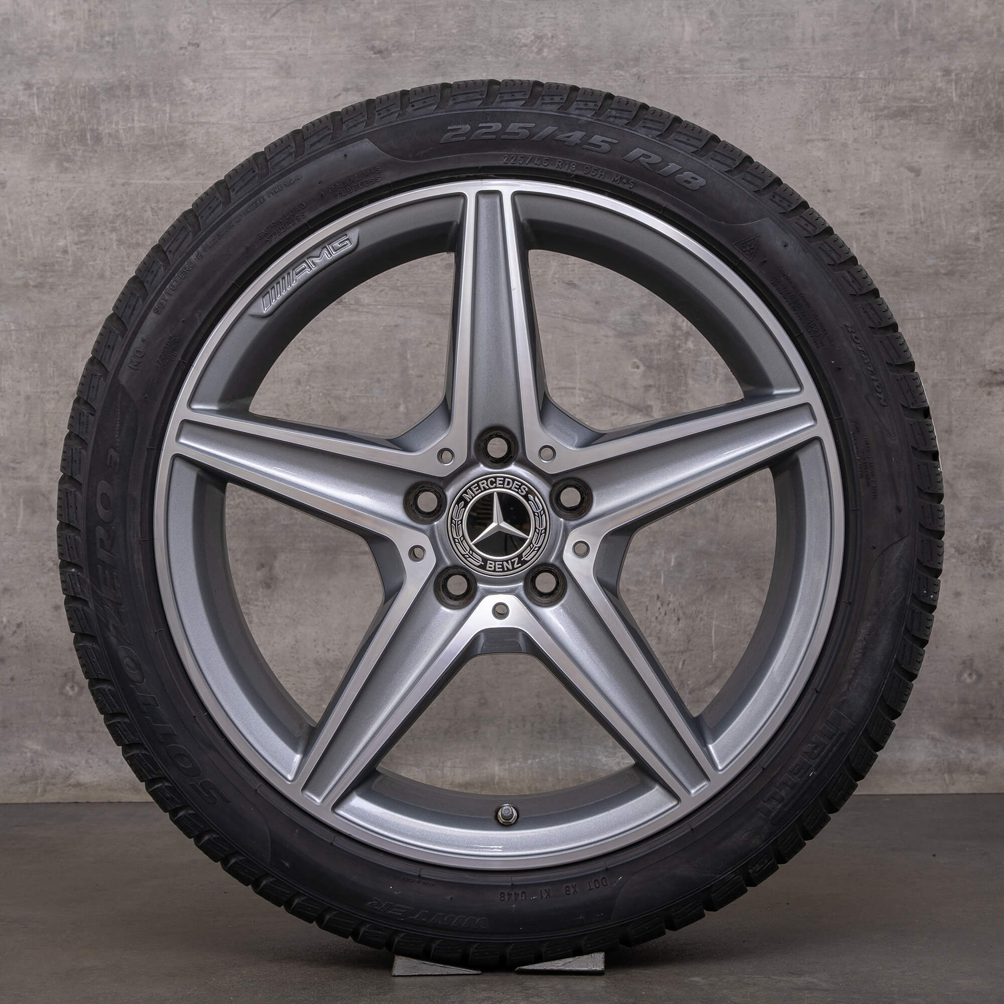 OEM Mercedes Benz C-Class AMG winter wheels 18 inch W205 S205 C205 A205 rims A2054011100 himalaya gray glossy turned