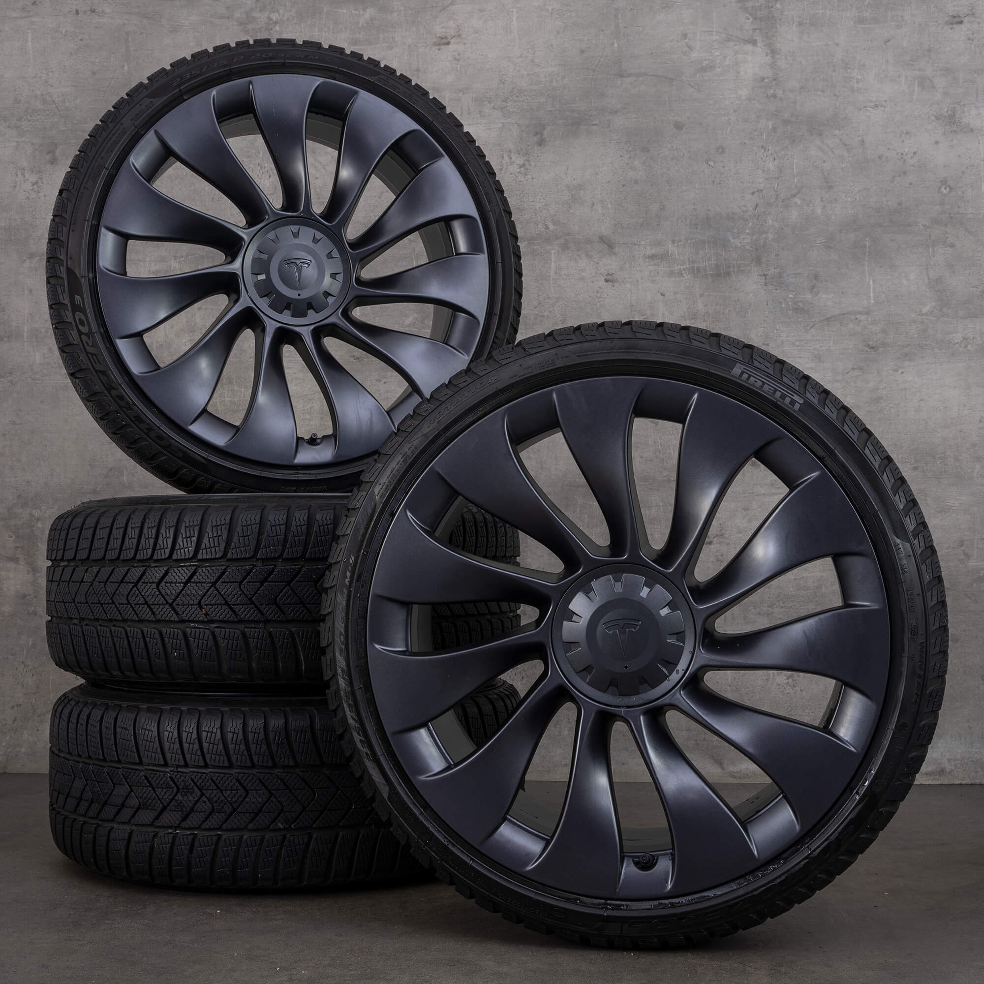 OEM Tesla winter wheels 20 inch Model 3 rims tires Überturbine 1044267-00-A gray