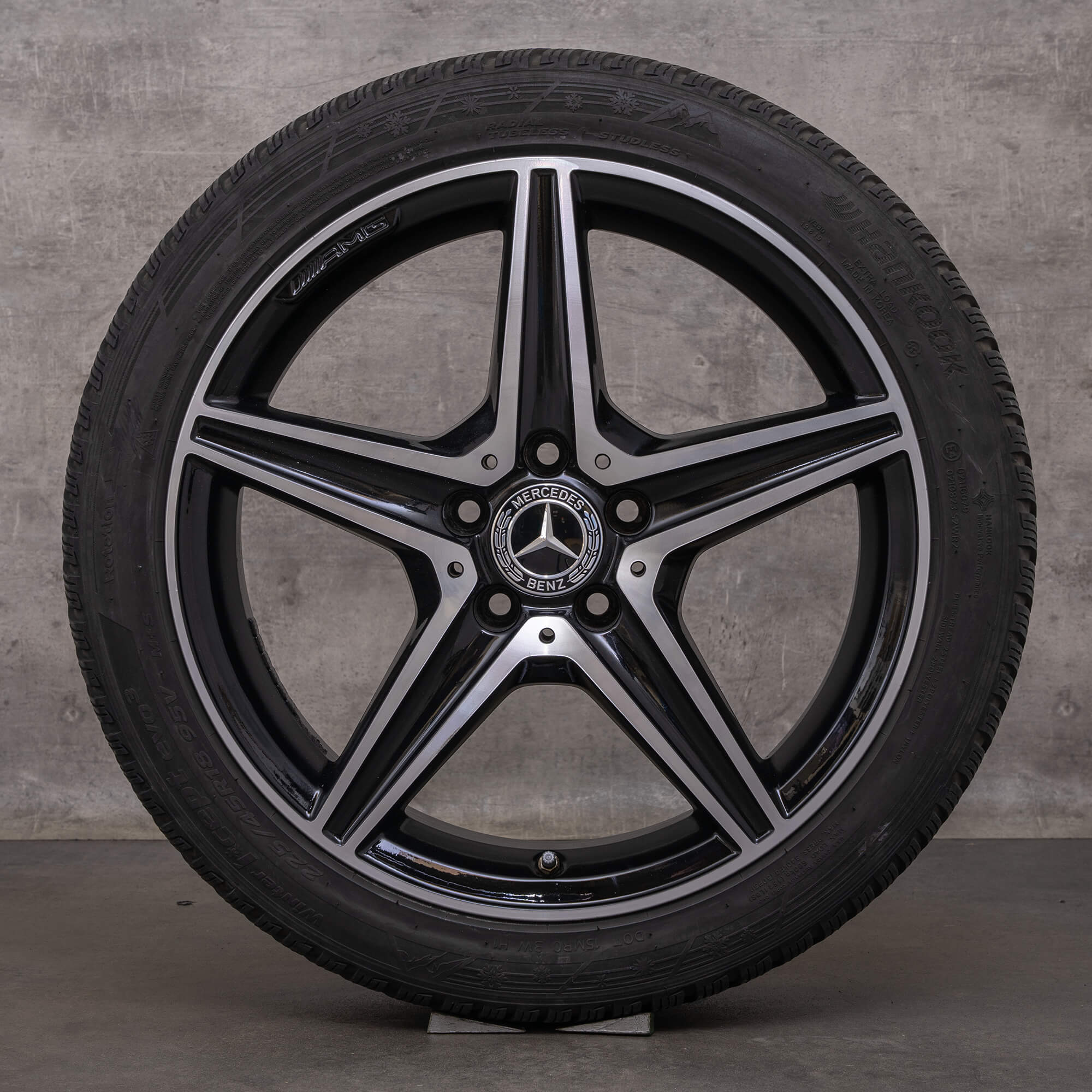 OEM Mercedes Benz C-Class C43 C450 Sport AMG winter wheels 18 inch W205 rims A2054014800 A2054017200 black glossy turned