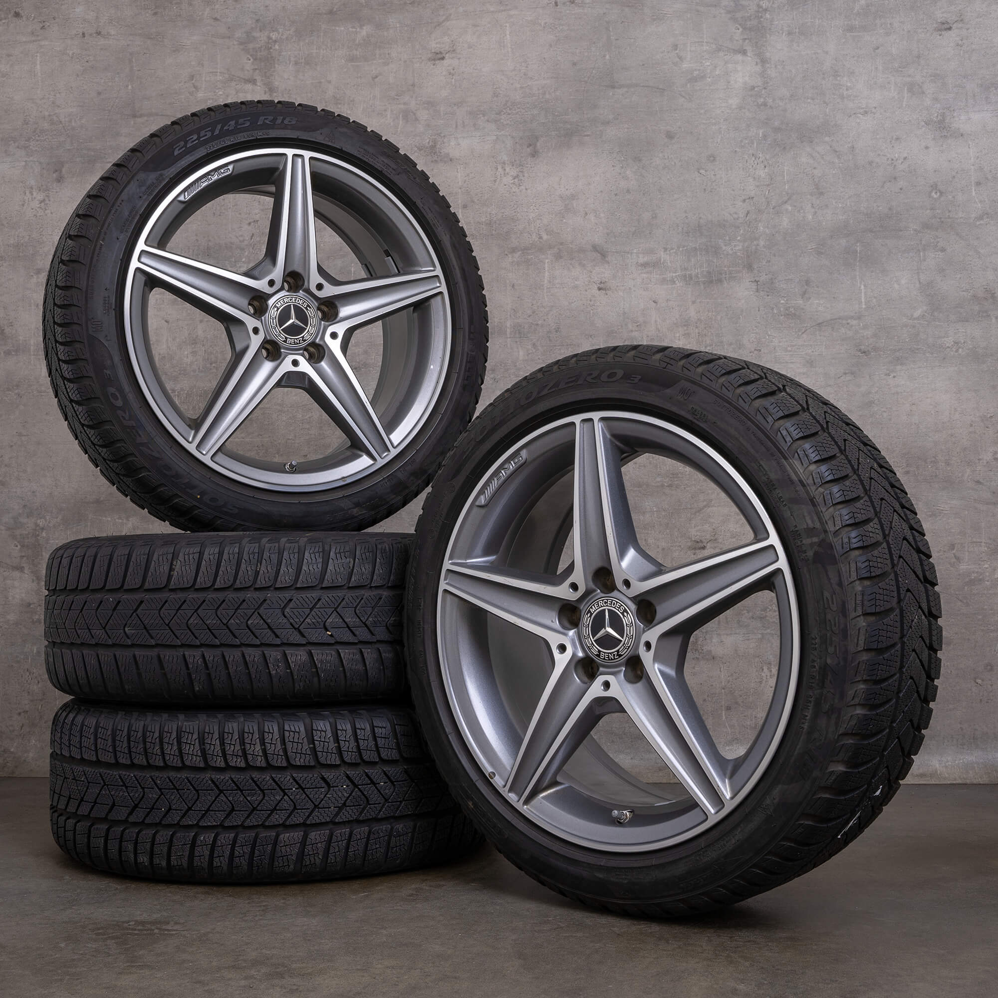 OEM AMG Mercedes Benz C-Class OEM winter wheels 18 inch W205 S205 C205 A205 rims A2054011100 himalaya gray glossy turned