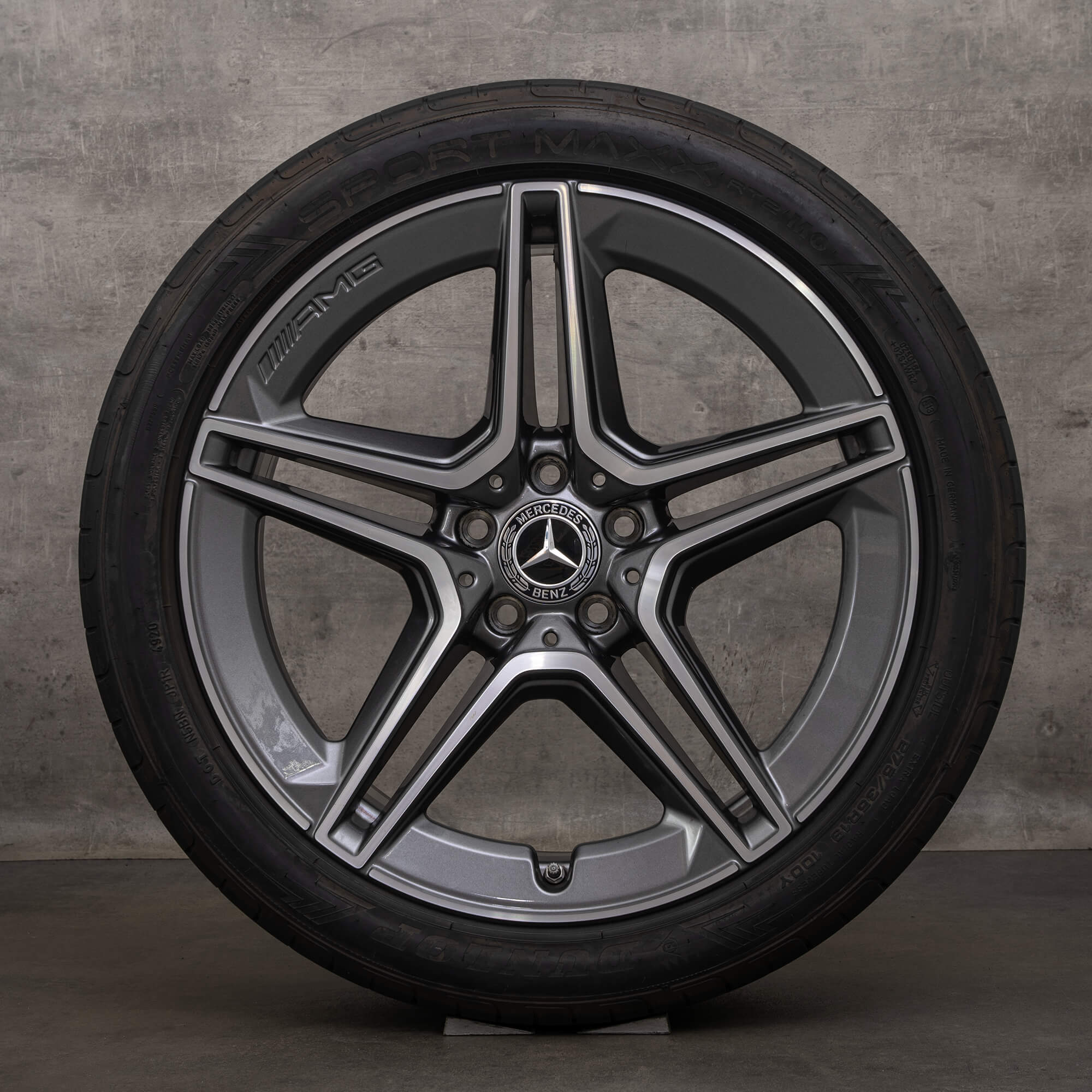 Jante originale Mercedes Benz AMG CLS 19 inch W257 C257 roți de vară A2574011500 A2574011600 gri himalaya lucios