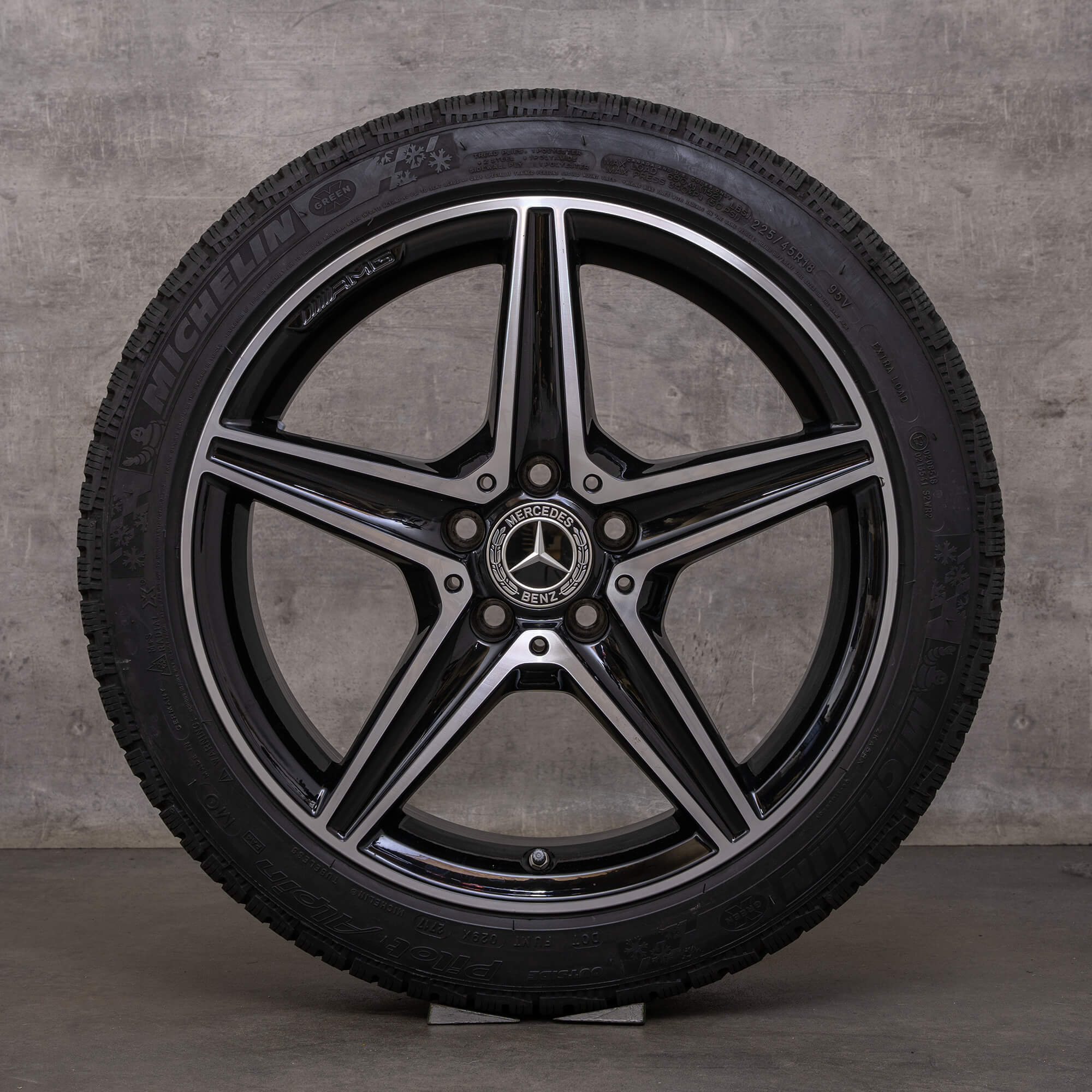 OEM AMG Mercedes Benz C Class C43 winter tires 18 inch C450 Sport W205 S205 C205 A205 rims A2054014800 A2054017200 black glossy turned