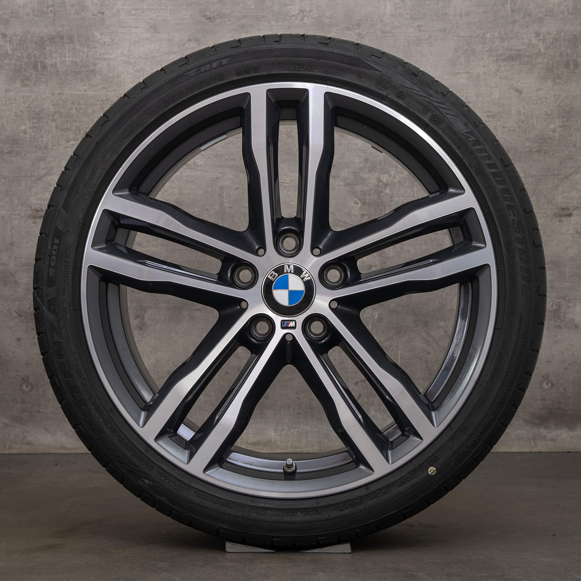 Original BMW Seria 3 F30 F31 4 F32 F33 F36 jante de vara 19 inch anvelope 704 M 8043650 8043651