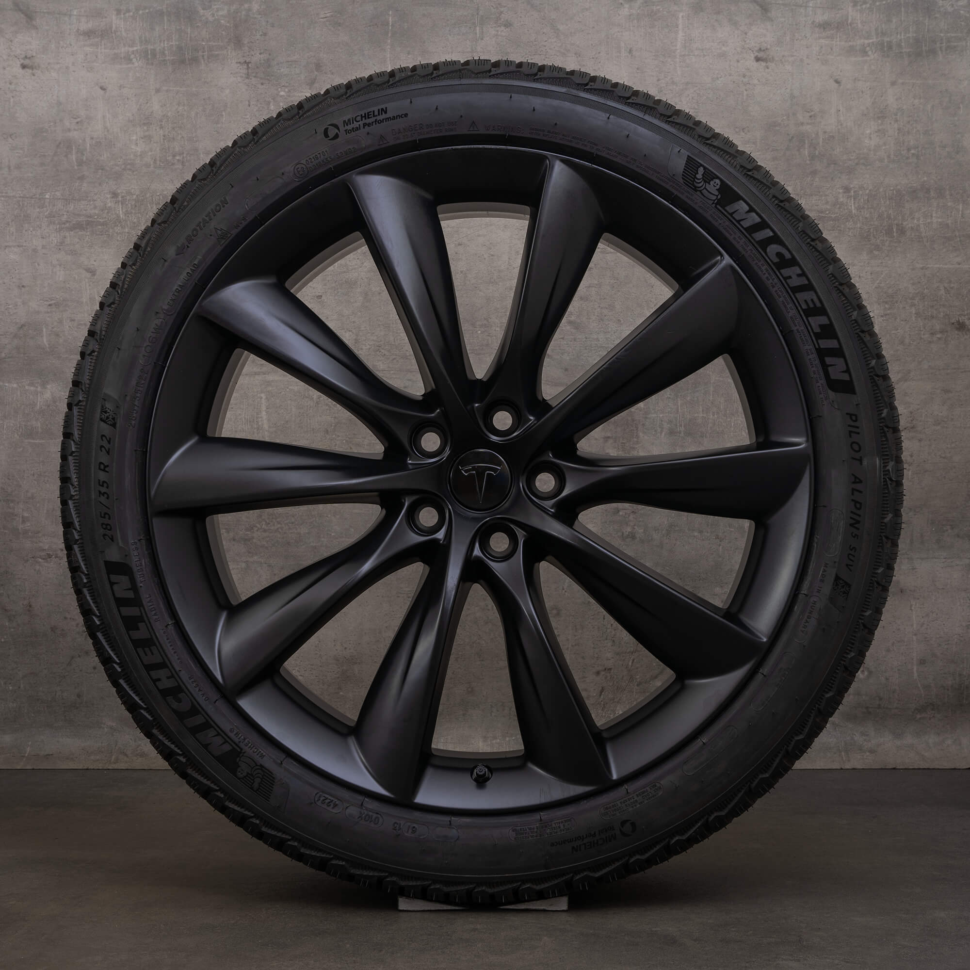 OEM Tesla Model X rims 22 inch winter tires 1027246-00-E 1027247-00-E black