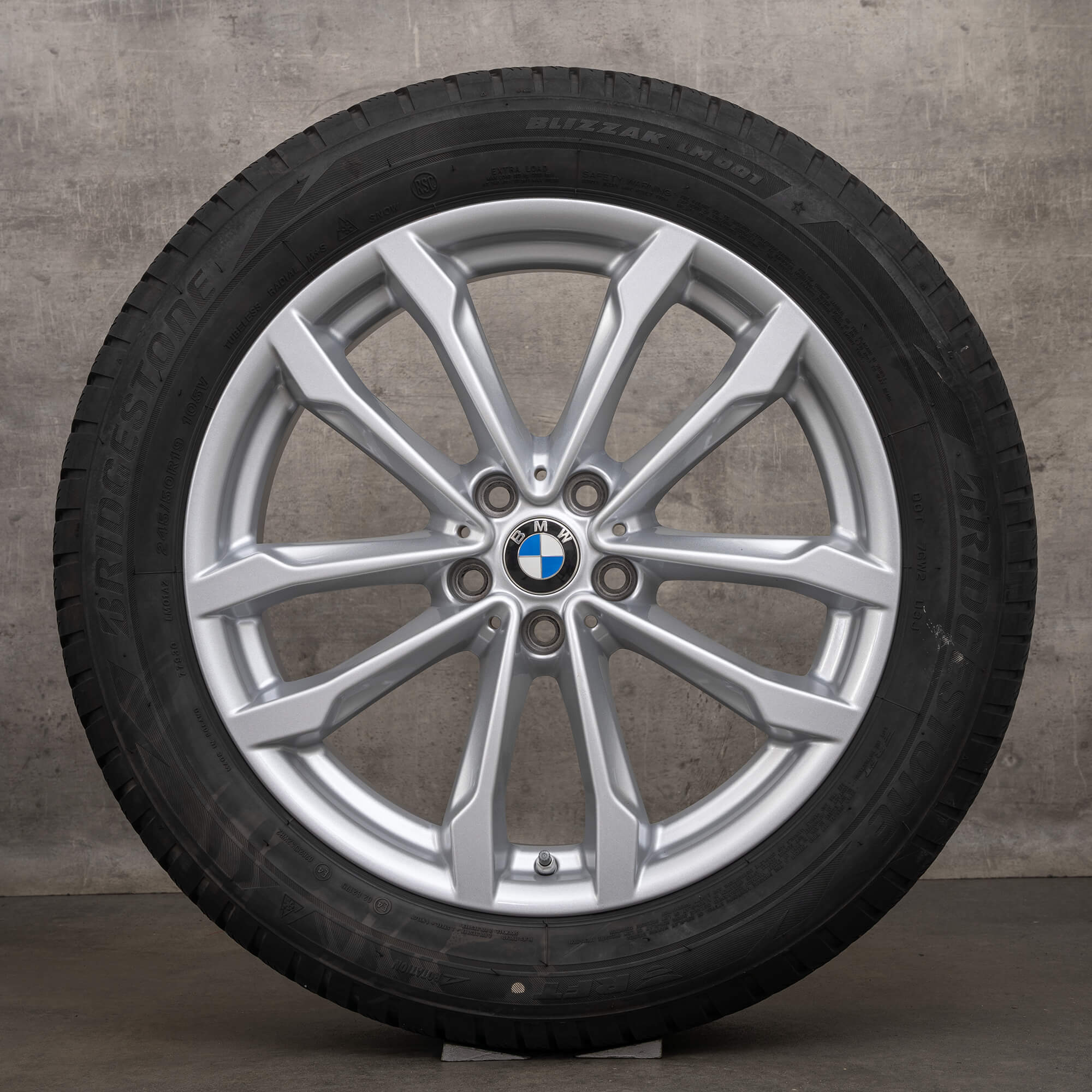 Jante originale BMW X3 G01 X4 G02 19 inch anvelope iarna 6877325 691 argintiu