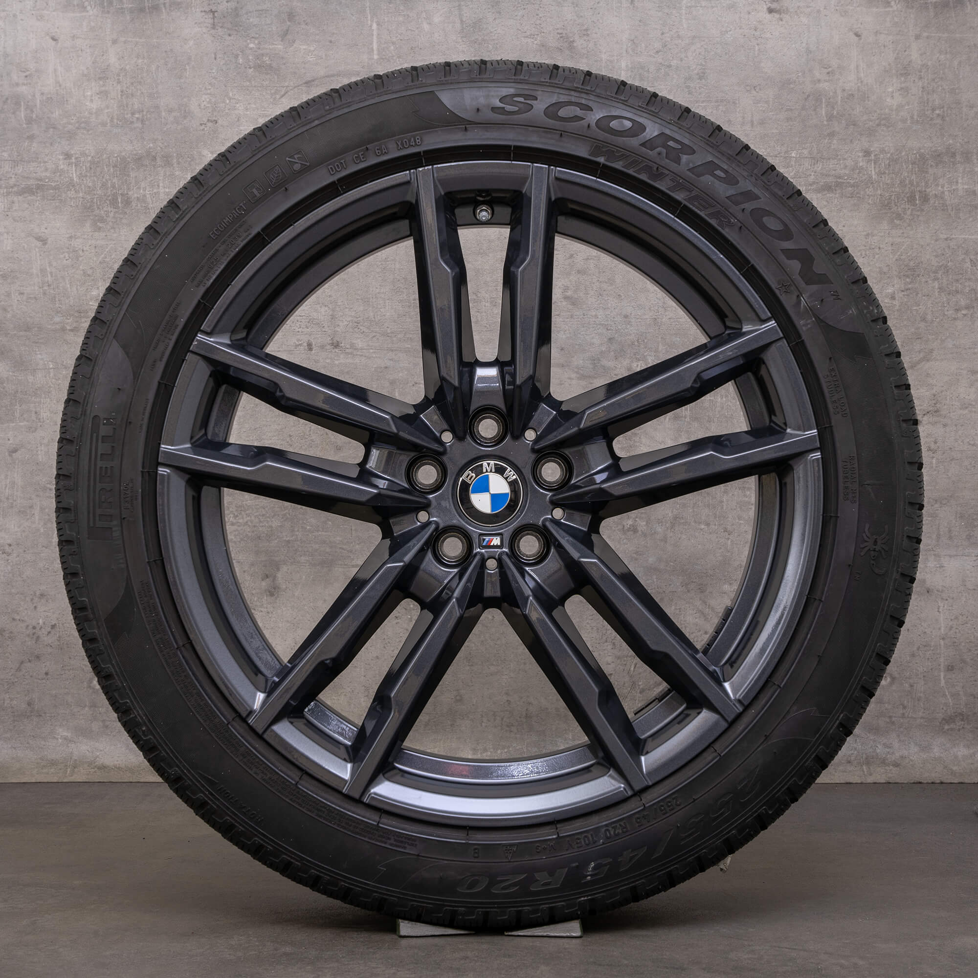 Originální BMW X3M X4M kompletni zimni alu kola 20" F97 F98 disky 764 M 8059723 8059724 černá lesklá