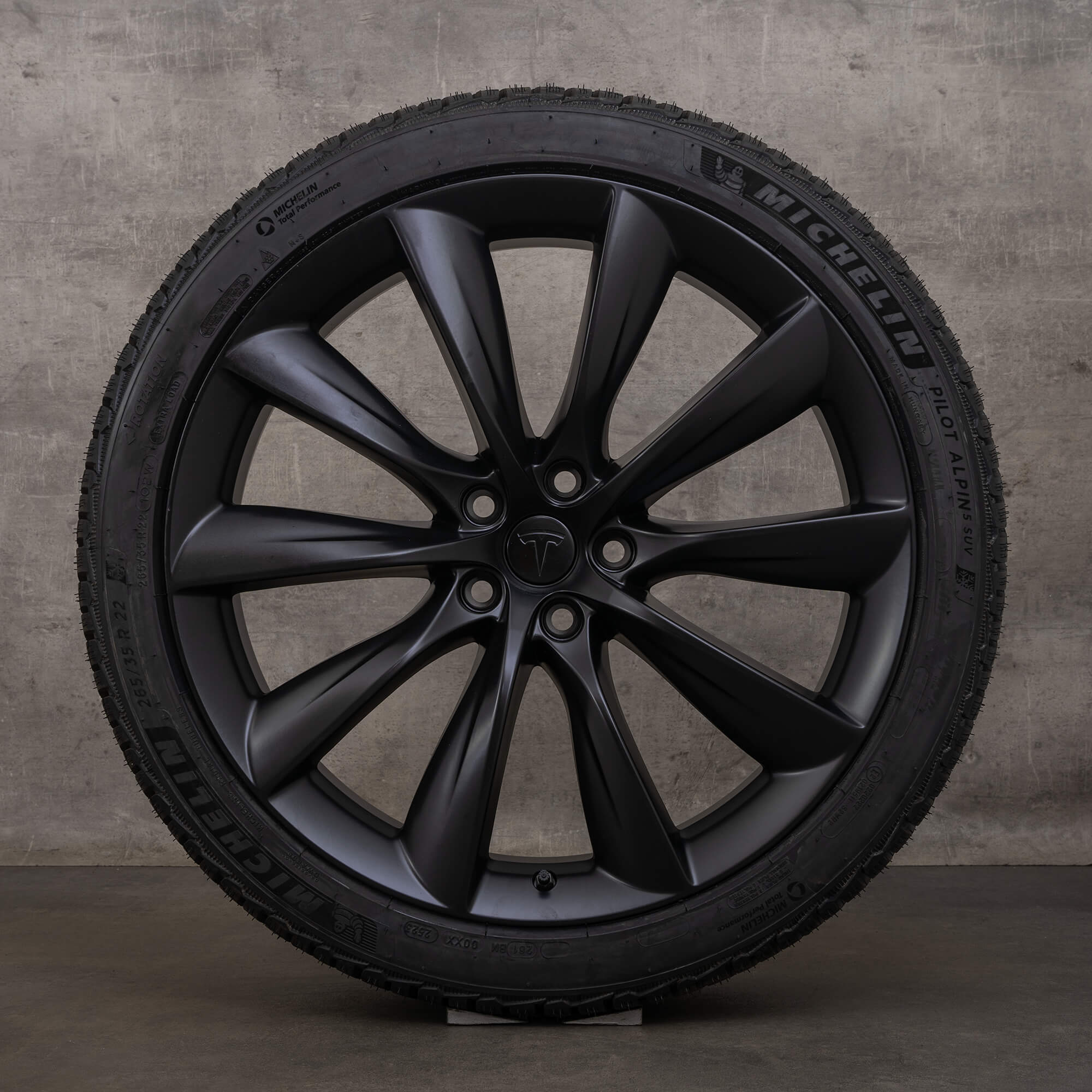 OEM Tesla Model X rims 22 inch winter tires 1027246-00-E 1027247-00-E black