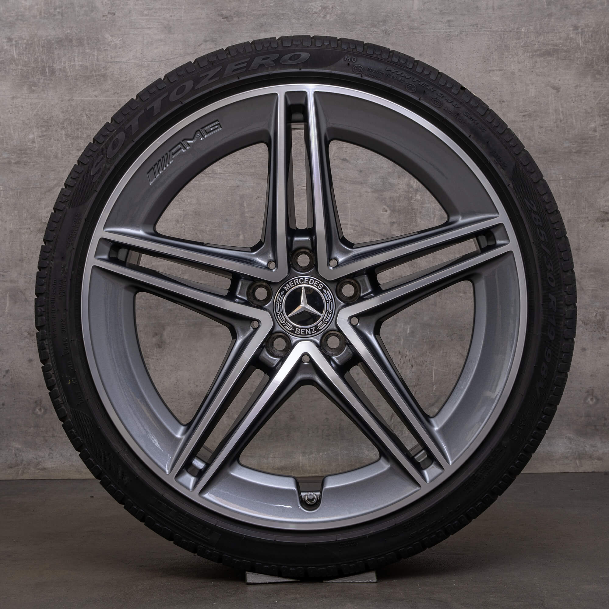 Originele AMG Mercedes Benz C-klasse winterwielen 19 inch C63 S C205 A205 velgen A2054012001 A2054012101 himalayagrijs glanzend gedraaid