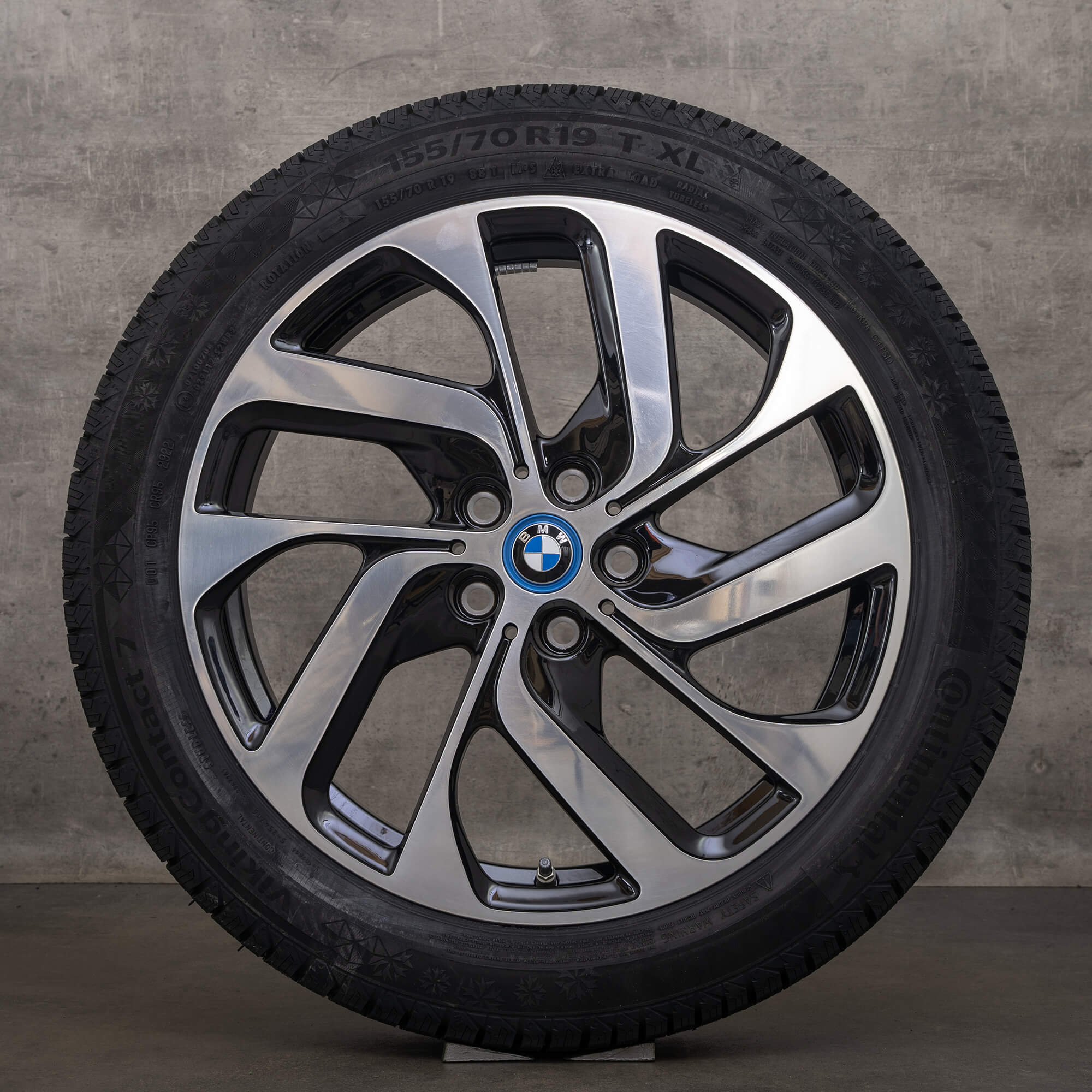 Cerchioni originali BMW i3 19 pollici I01 invernali 6856894 Styling 428 design a turbina nero intenso lucidato NUOVO