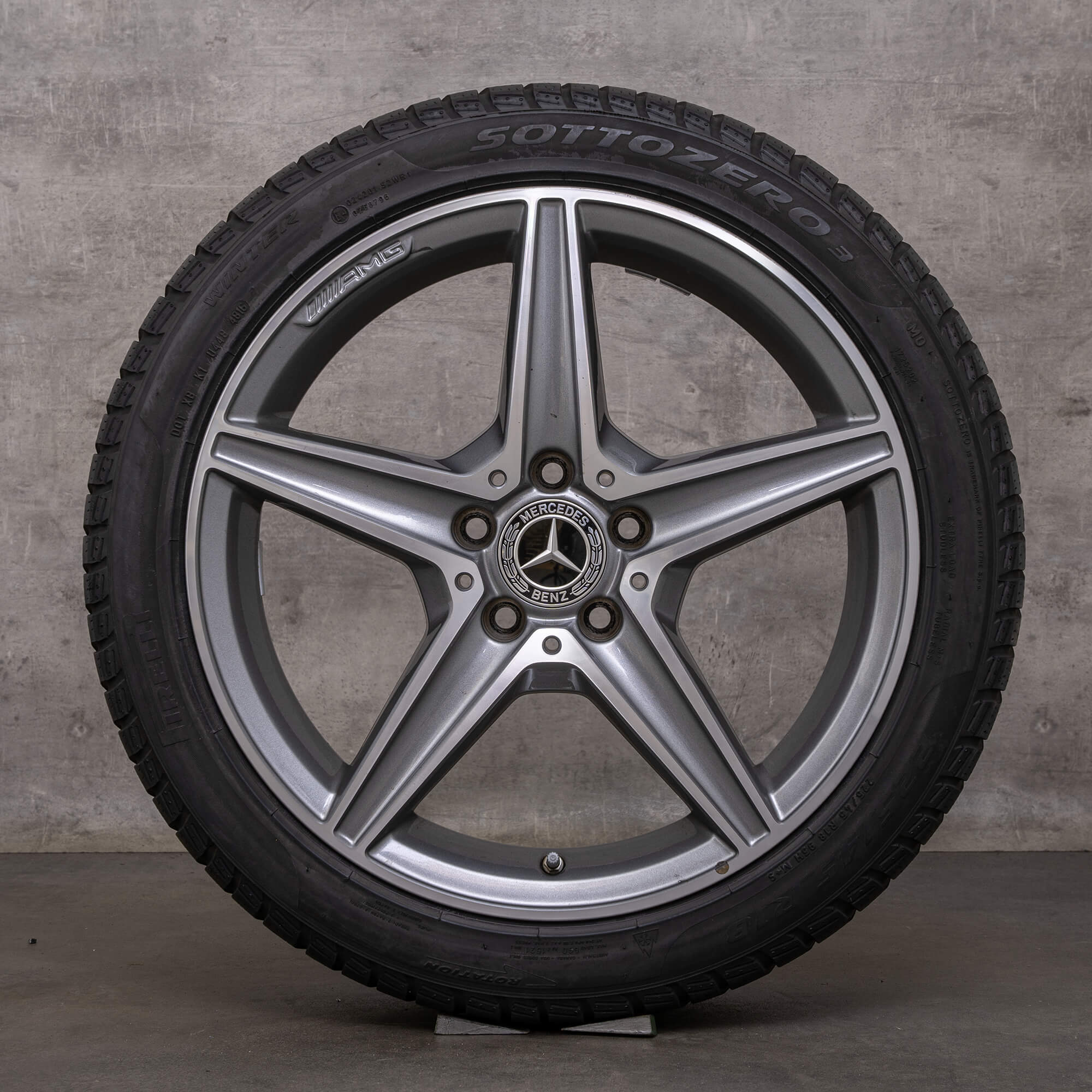 OEM Mercedes Benz C-Class AMG winter tires 18 inch W205 S205 C205 A205 rims A2054011100 himalaya grey glossy turned