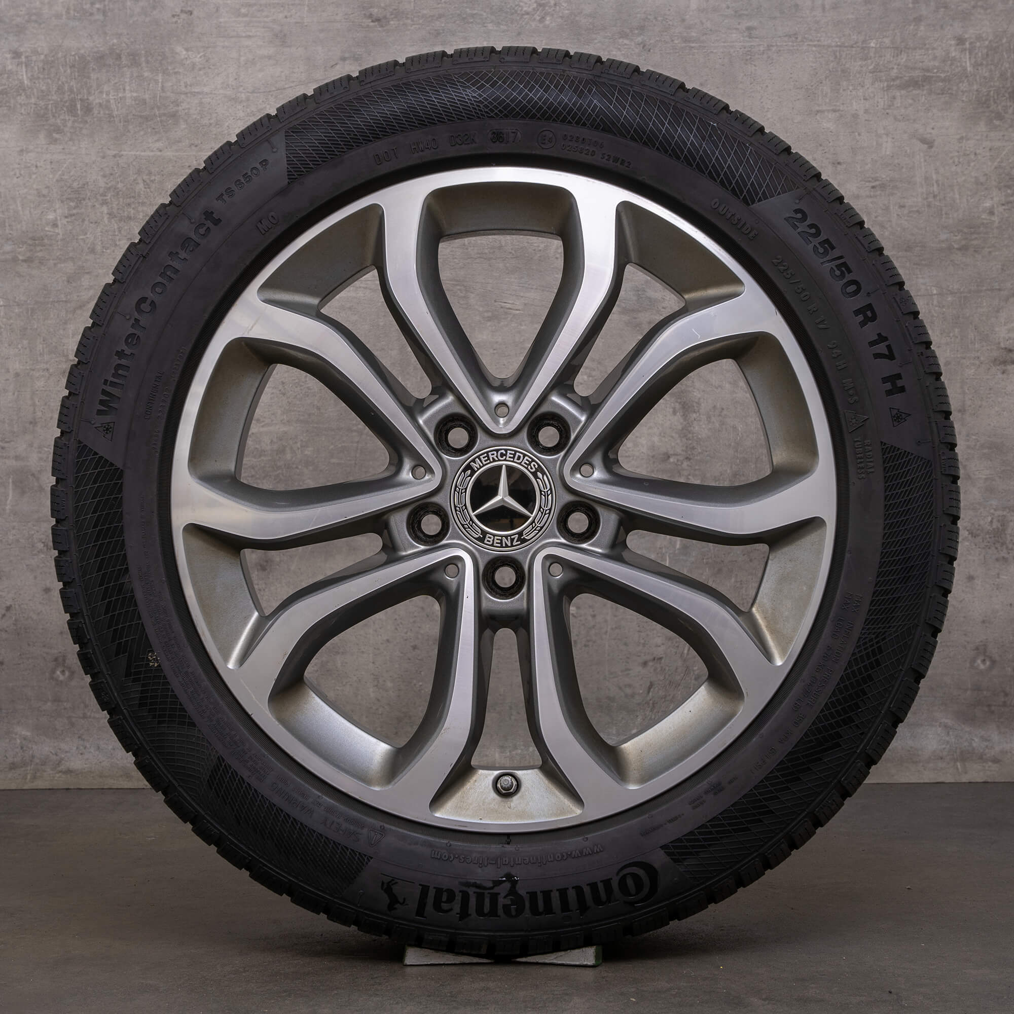 Originele Mercedes Benz C-klasse winterwielen 17 inch W205 C205 S205 A205 velgen A2054010200 himalayagrijs glanzend gedraaid