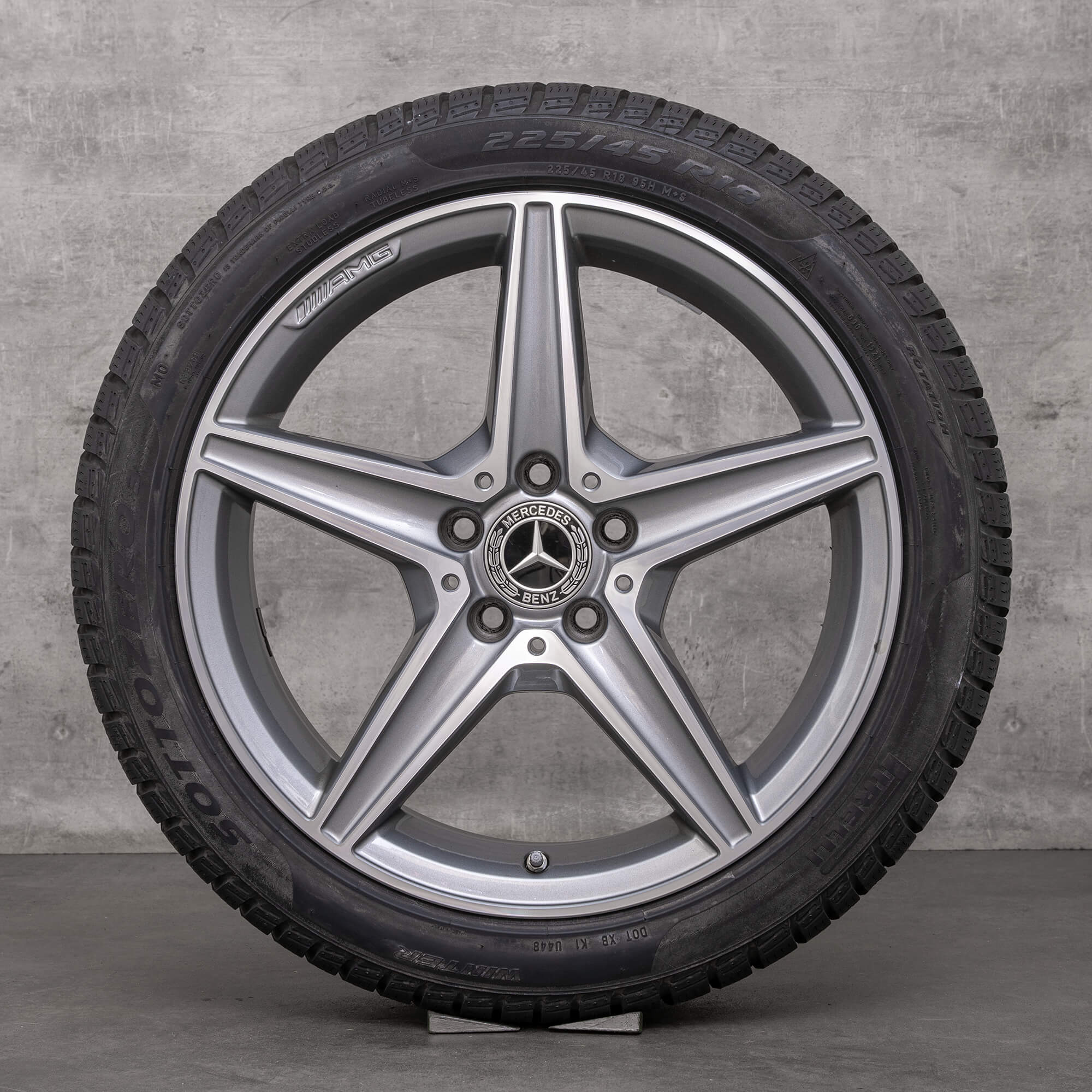 OEM Mercedes Benz C-Class AMG winter wheels 18 inch W205 S205 C205 A205 rims A2054011100 himalaya gray glossy turned