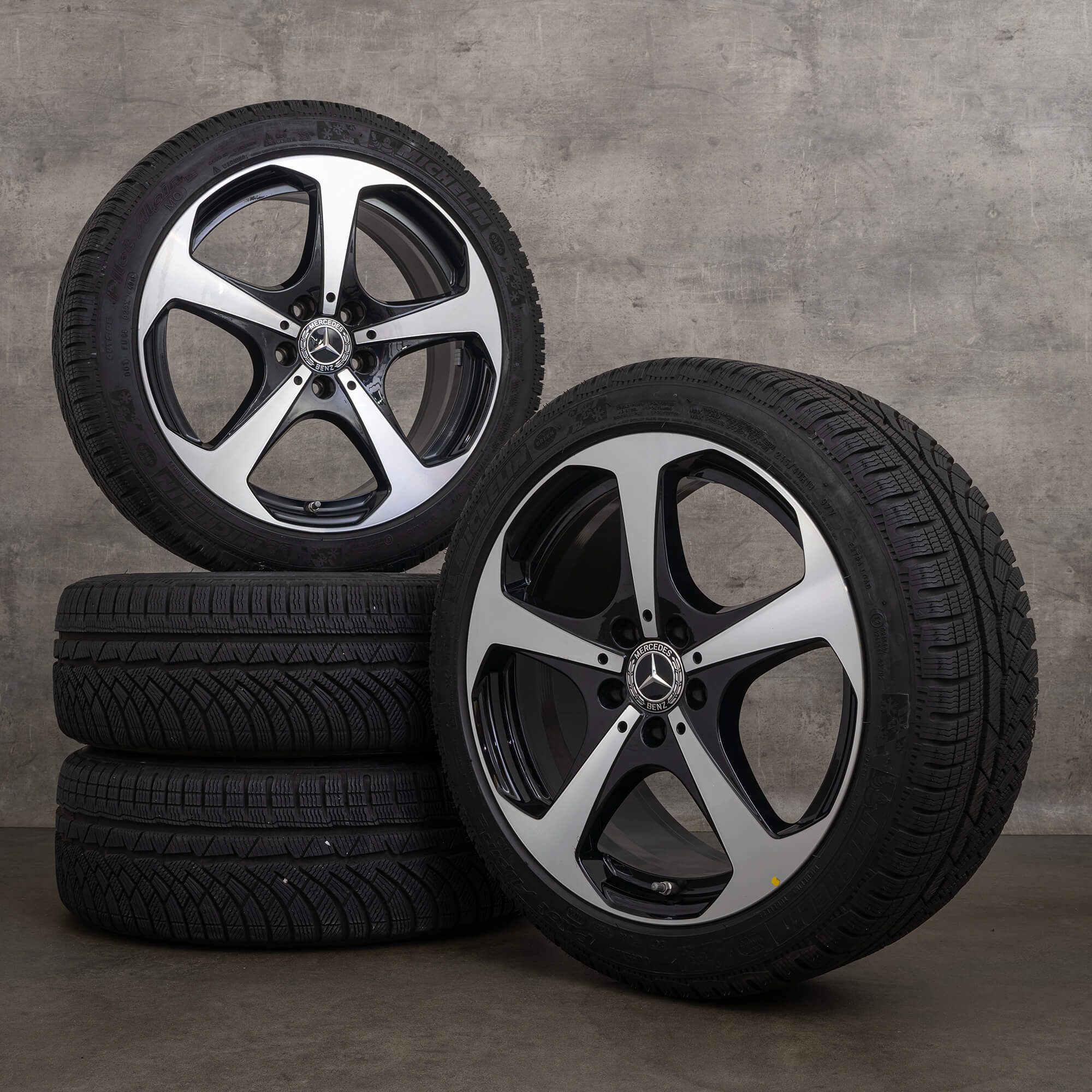 Originele Mercedes Benz C-Klasse winterwielen 18 inch W205 S205 A205 C205 velgen A2054014600 A2054014700 zwart hoogglans