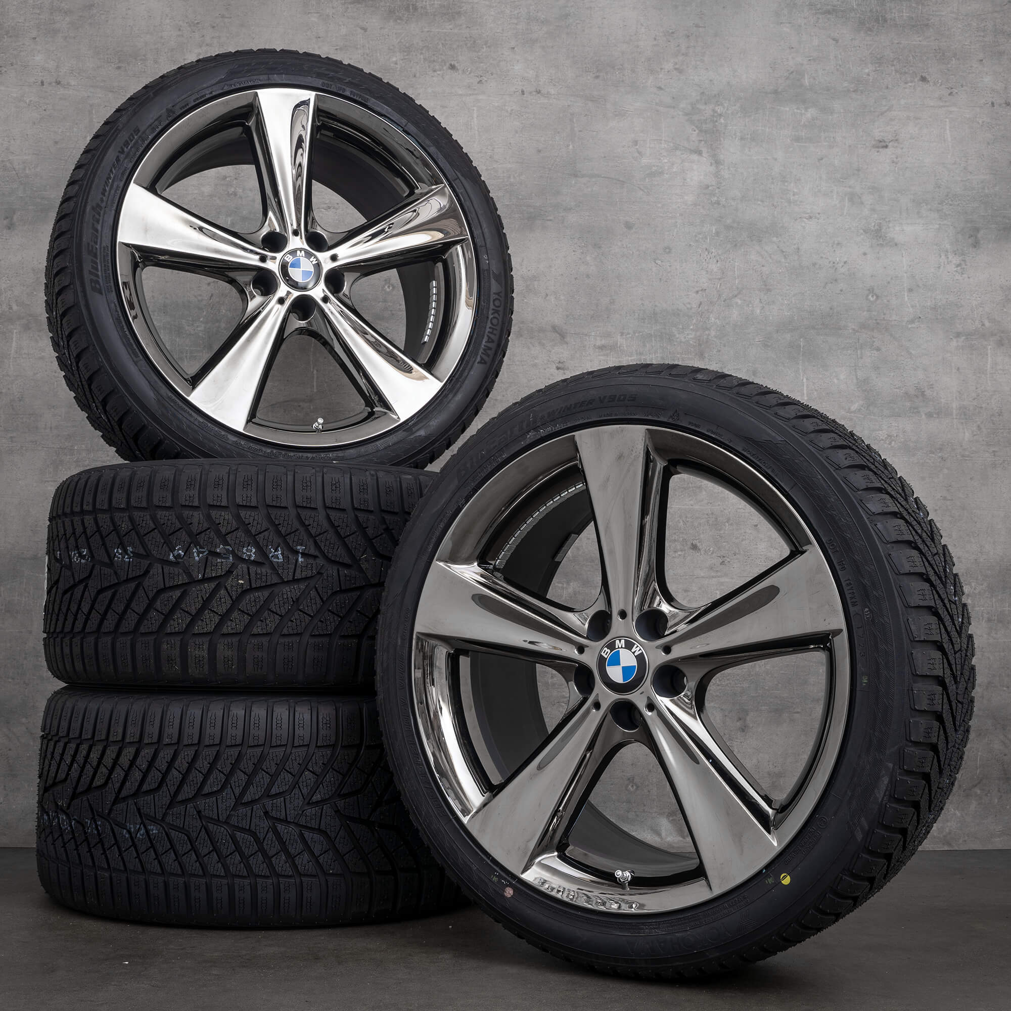BMW X5 E70 zimni alu kola 21 palcové ráfky 128 chromované pneu 6792685 6792686