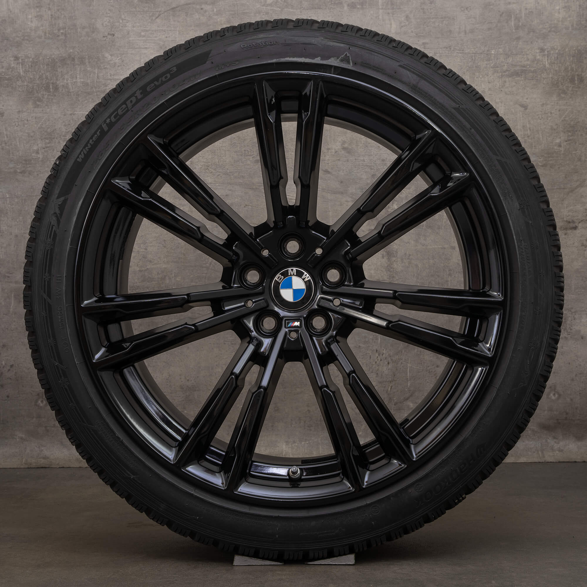 Jante anvelope de iarna originale BMW M5 F90 20 inch 706 M 7857077 7857078 negre