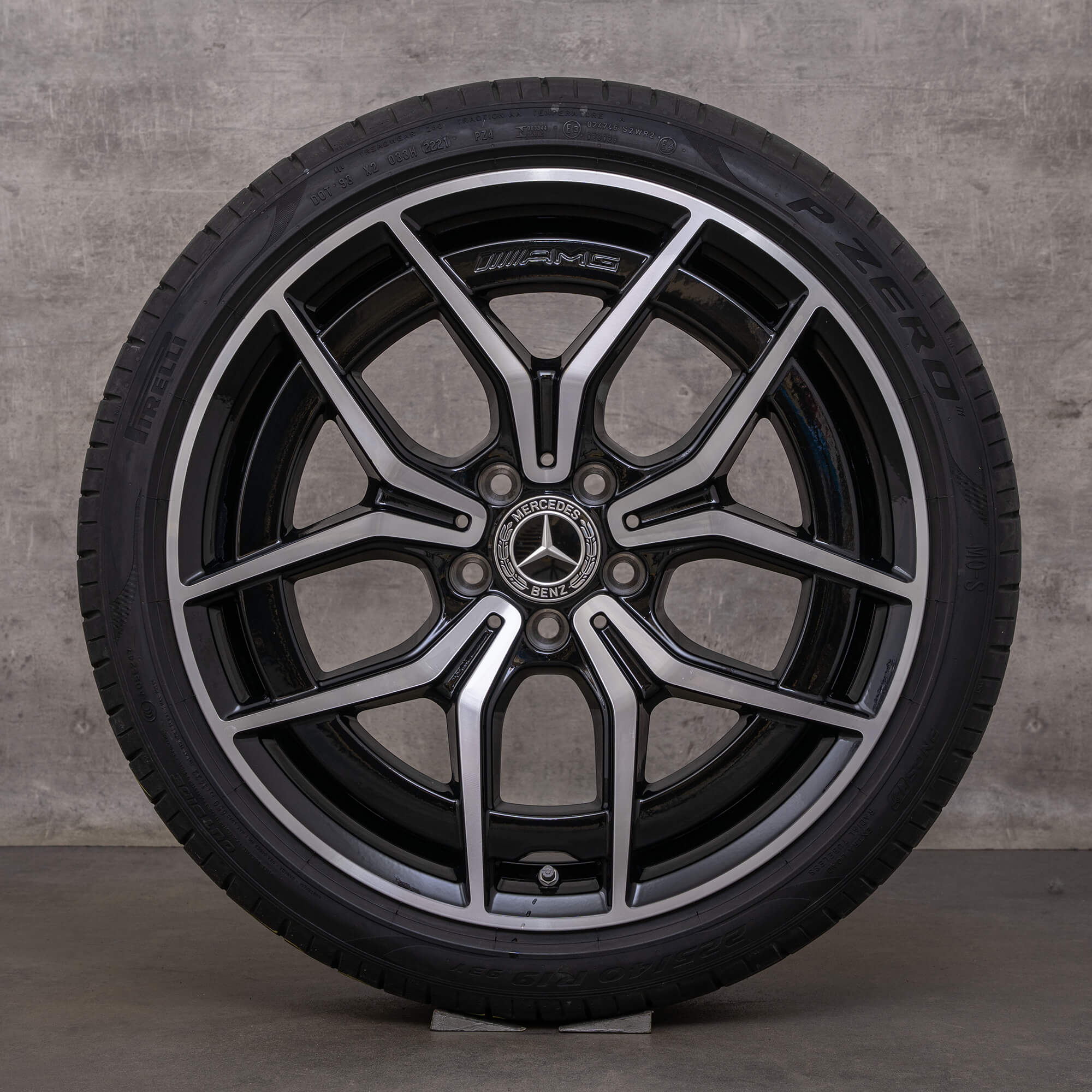 Original Mercedes Benz C-Class AMG jante 19 inch W206 S206 roți de vară A2064016700 A2064016800 negru lucios întoarse