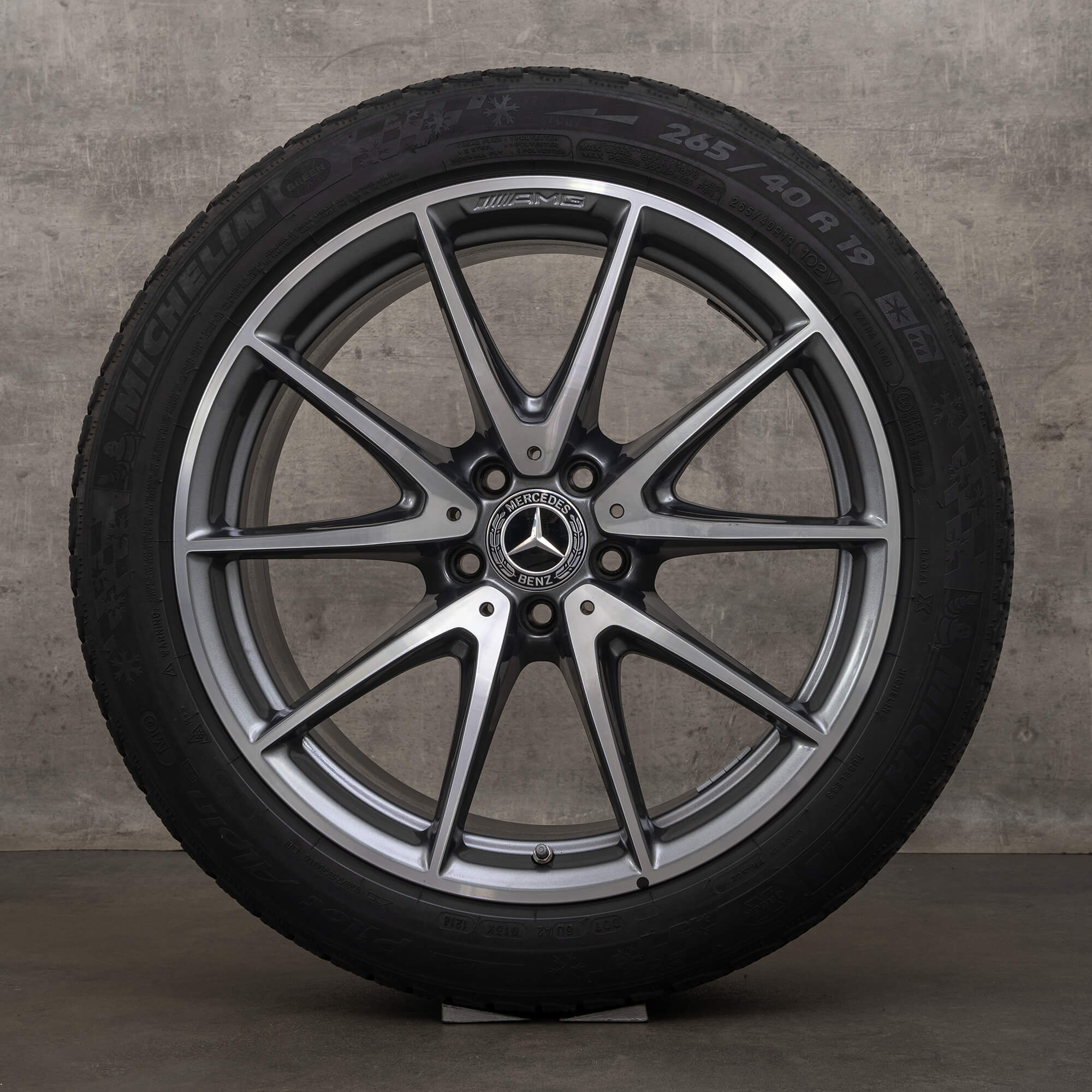 Jante originale AMG Mercedes Benz Clasa E E63 & S de iarnă 19 inch W213 S213 jante A2134012600 A2134012700 gri himalaya lucios