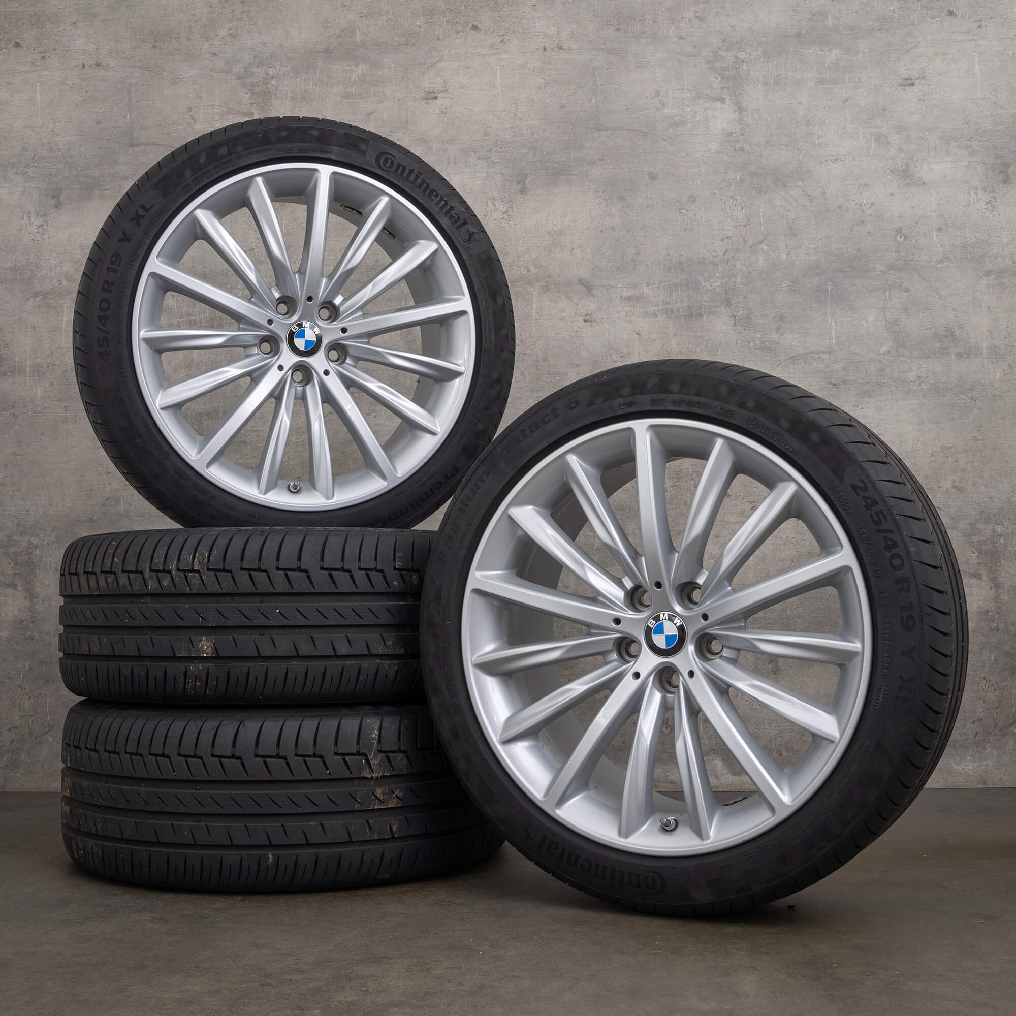 Originální letni pneumatiky BMW řady 5 G30 G31 19 palcové ráfky styl 633 6863419 stříbrná alu kola