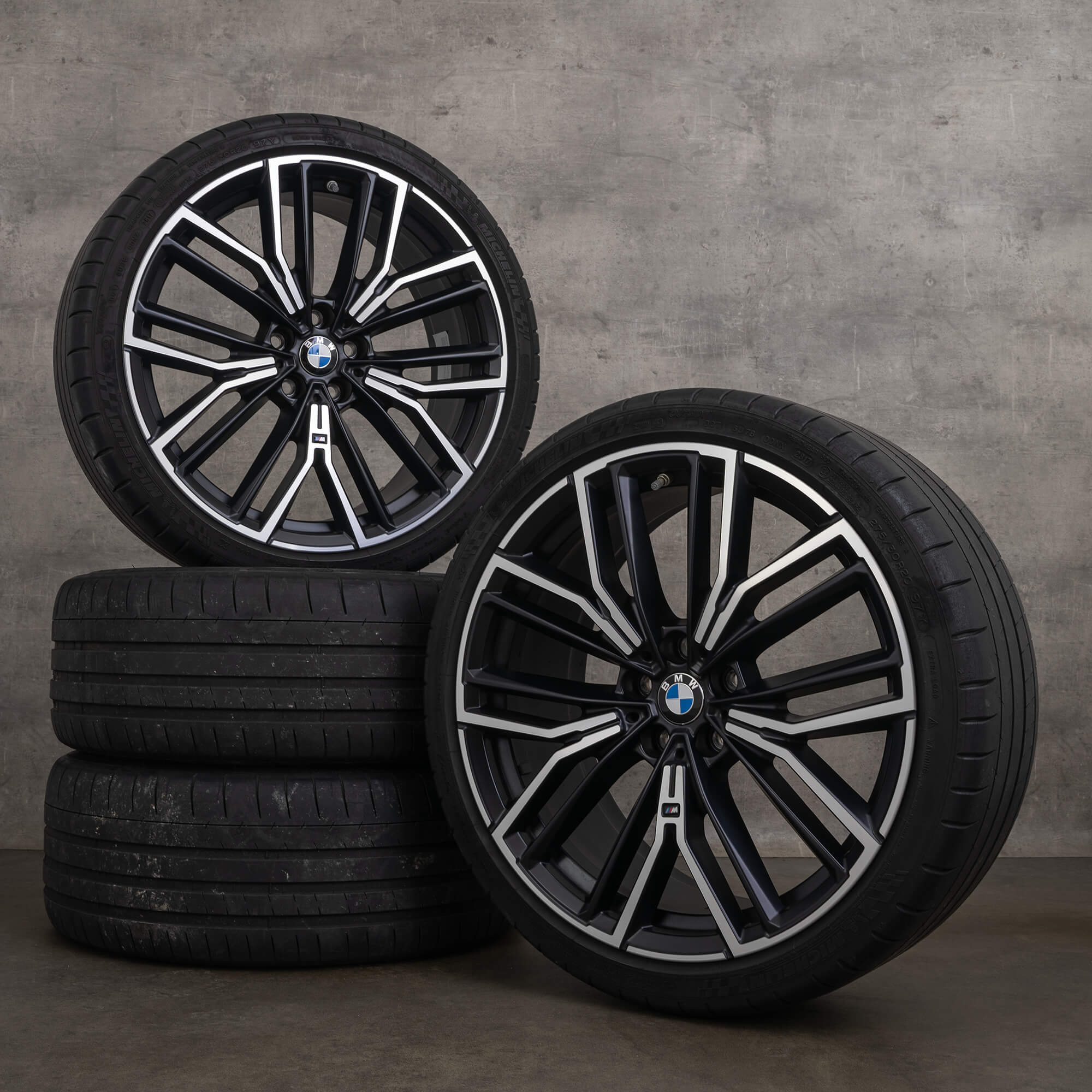 Llantas originales BMW Serie 5 20 pulgadas G30 G31 de verano estilo 846 M 8747236 8747237 negro mate brillante