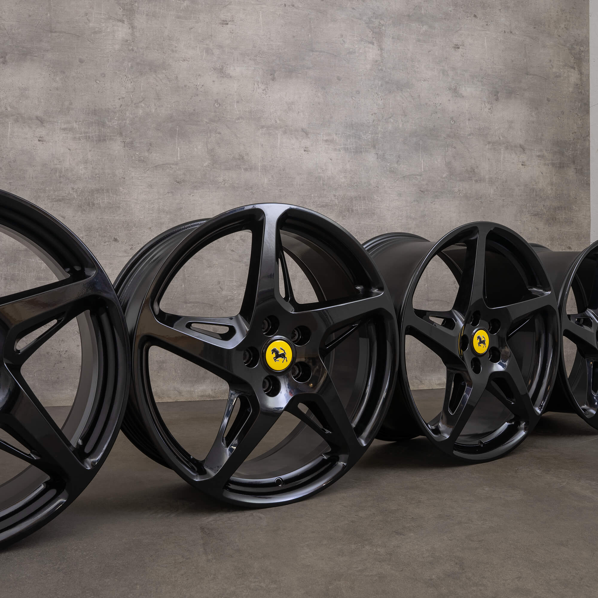 Jante originale Ferrari 458 Spider 20 inch 262892 262893 negru mătase mat