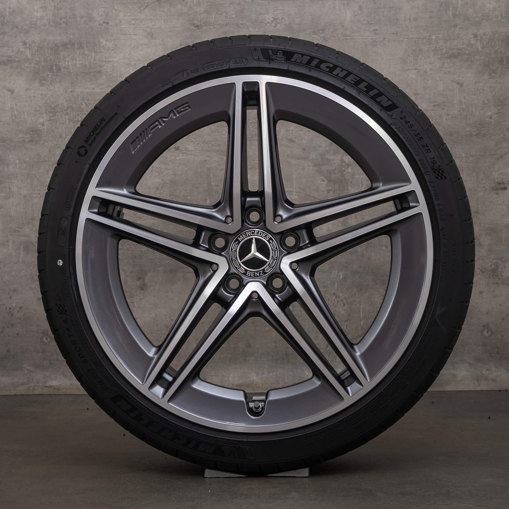 Jantes d'origine Mercedes Benz Classe A AMG 19 pouces W177 A45 jantes été A1774012300 gris himalaya brillant