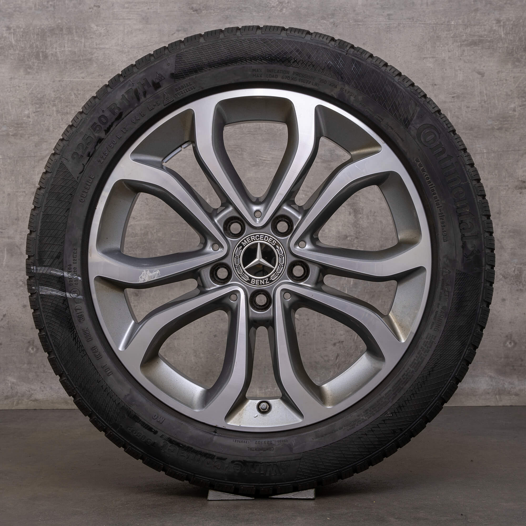 Originele Mercedes Benz C-klasse winterwielen 17 inch W205 C205 S205 A205 velgen A2054010200 himalayagrijs glanzend gedraaid