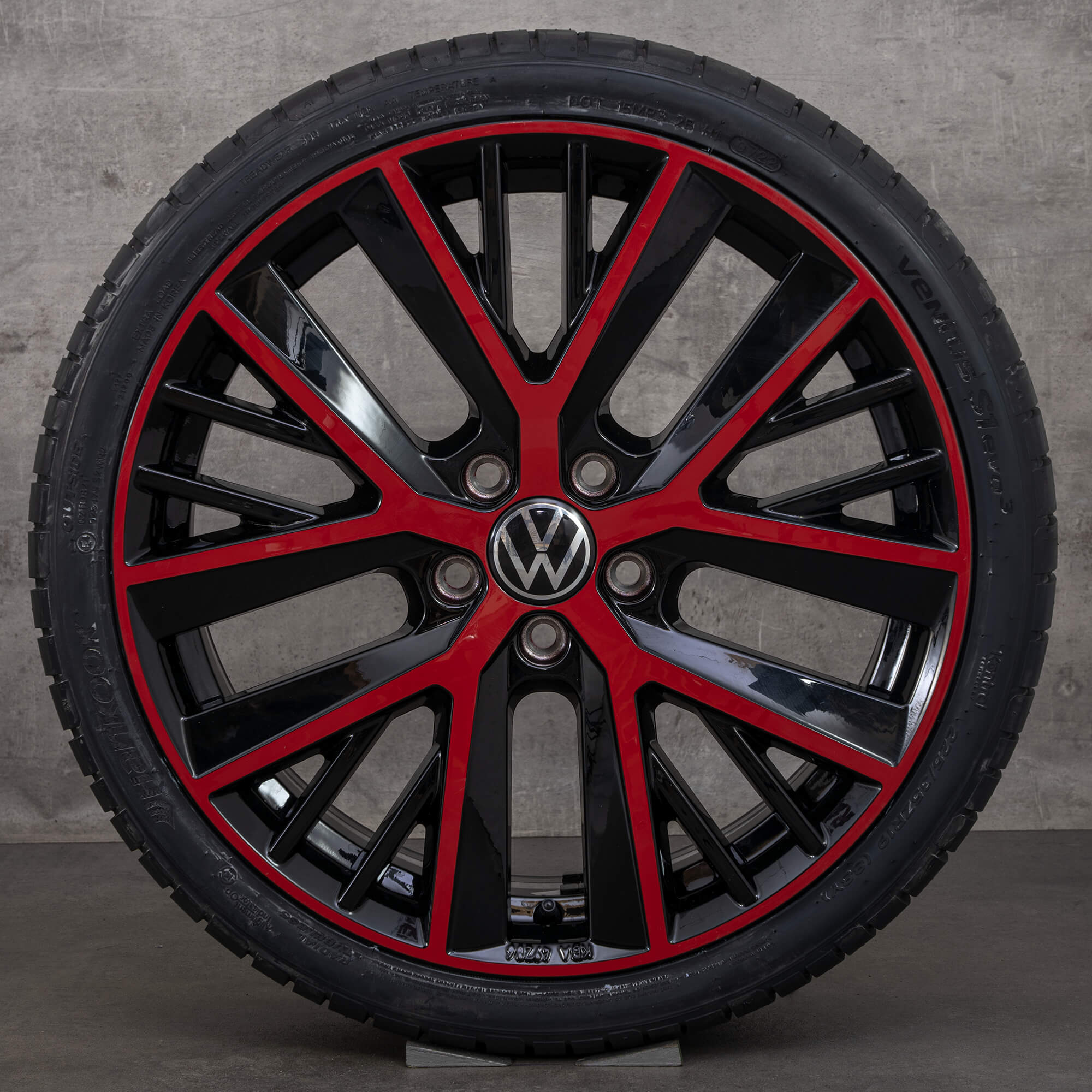 Jante VW 19 inch Golf 7 6 GTI GTD Anvelope de vară cu două spițe 5G0071499 NOU