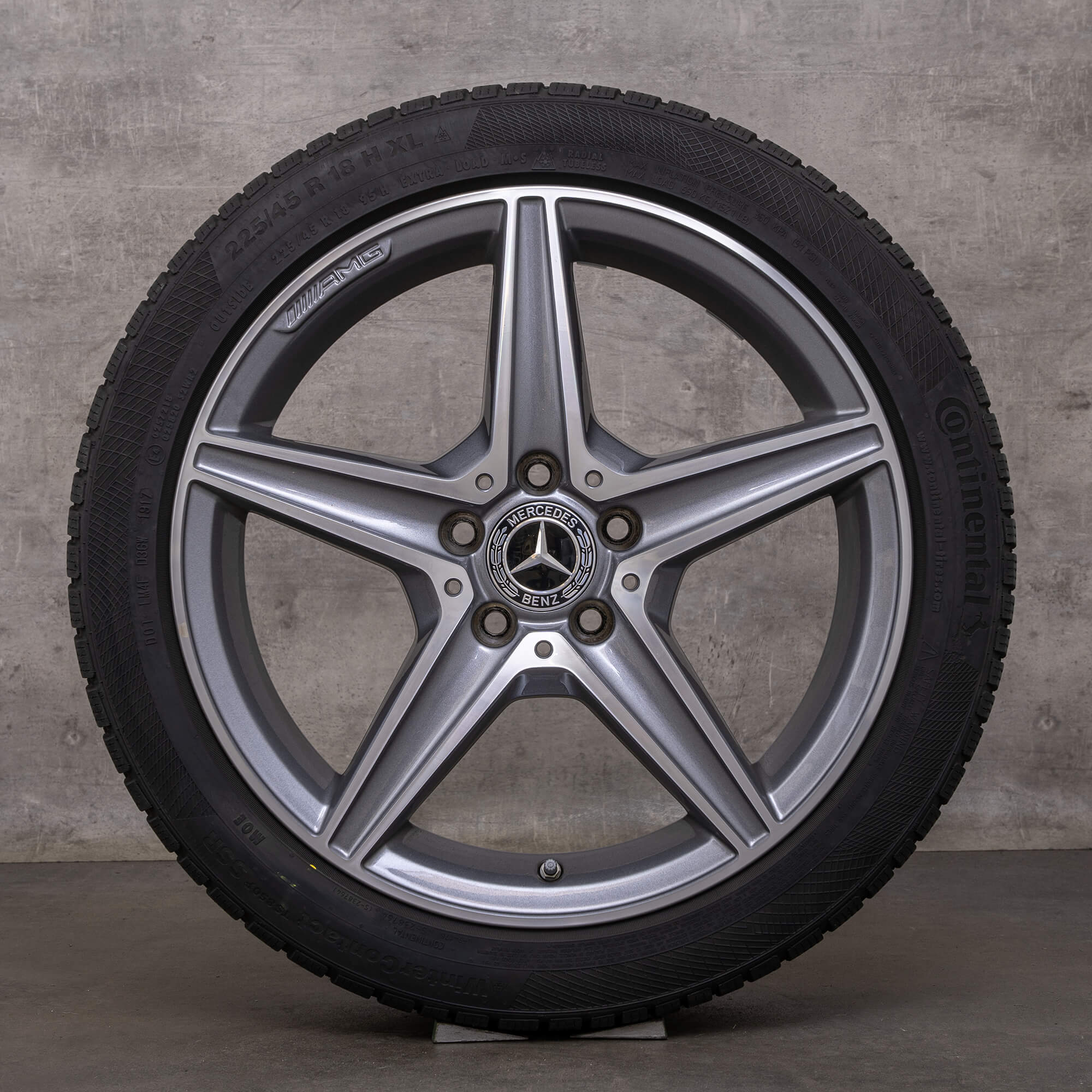 OEM AMG Mercedes Benz C-Class winter tires 18 inch W205 S205 C205 A205 rims A2054011100 himalaya grey glossy turned